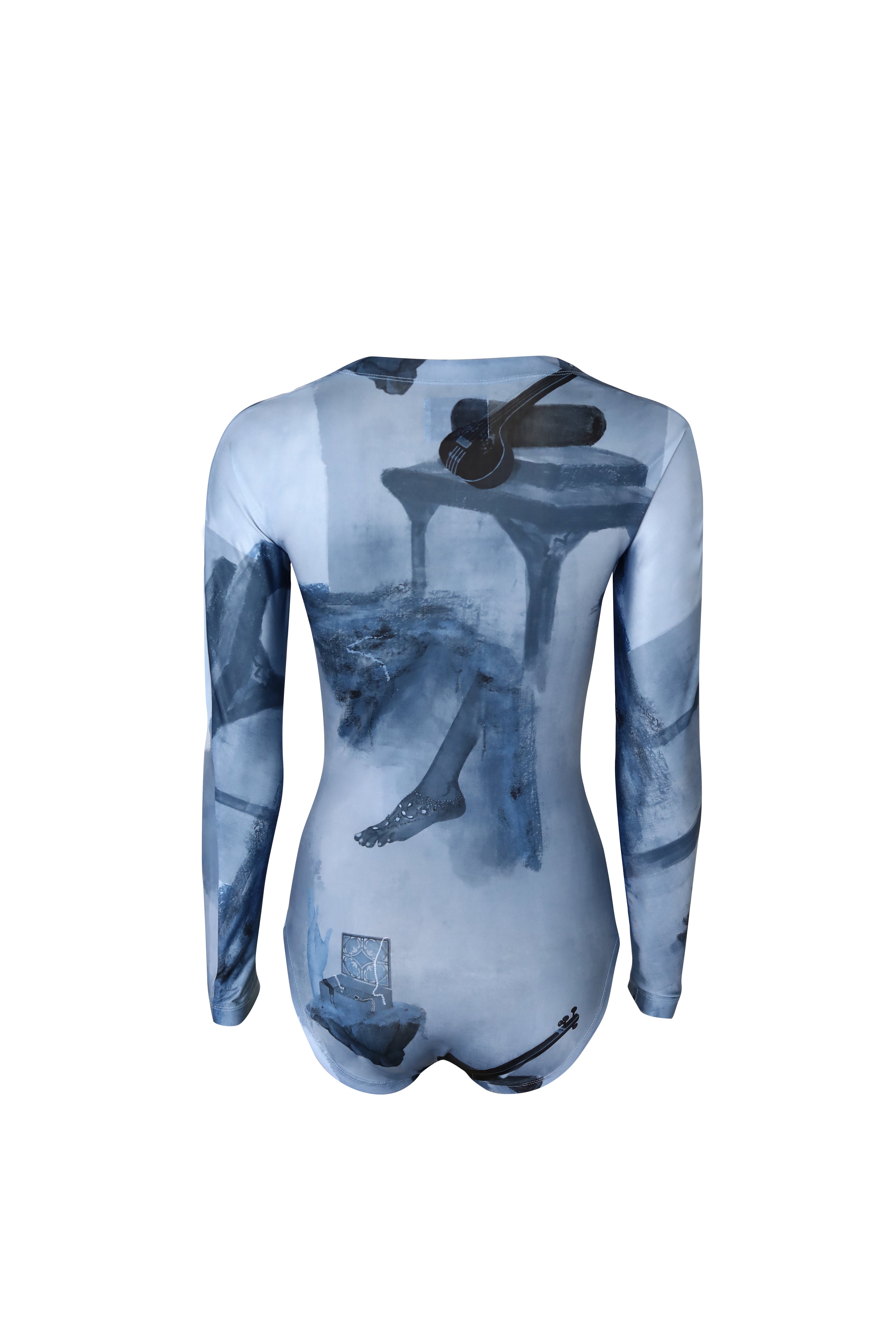 Monochrome Surrealist Bodysuit