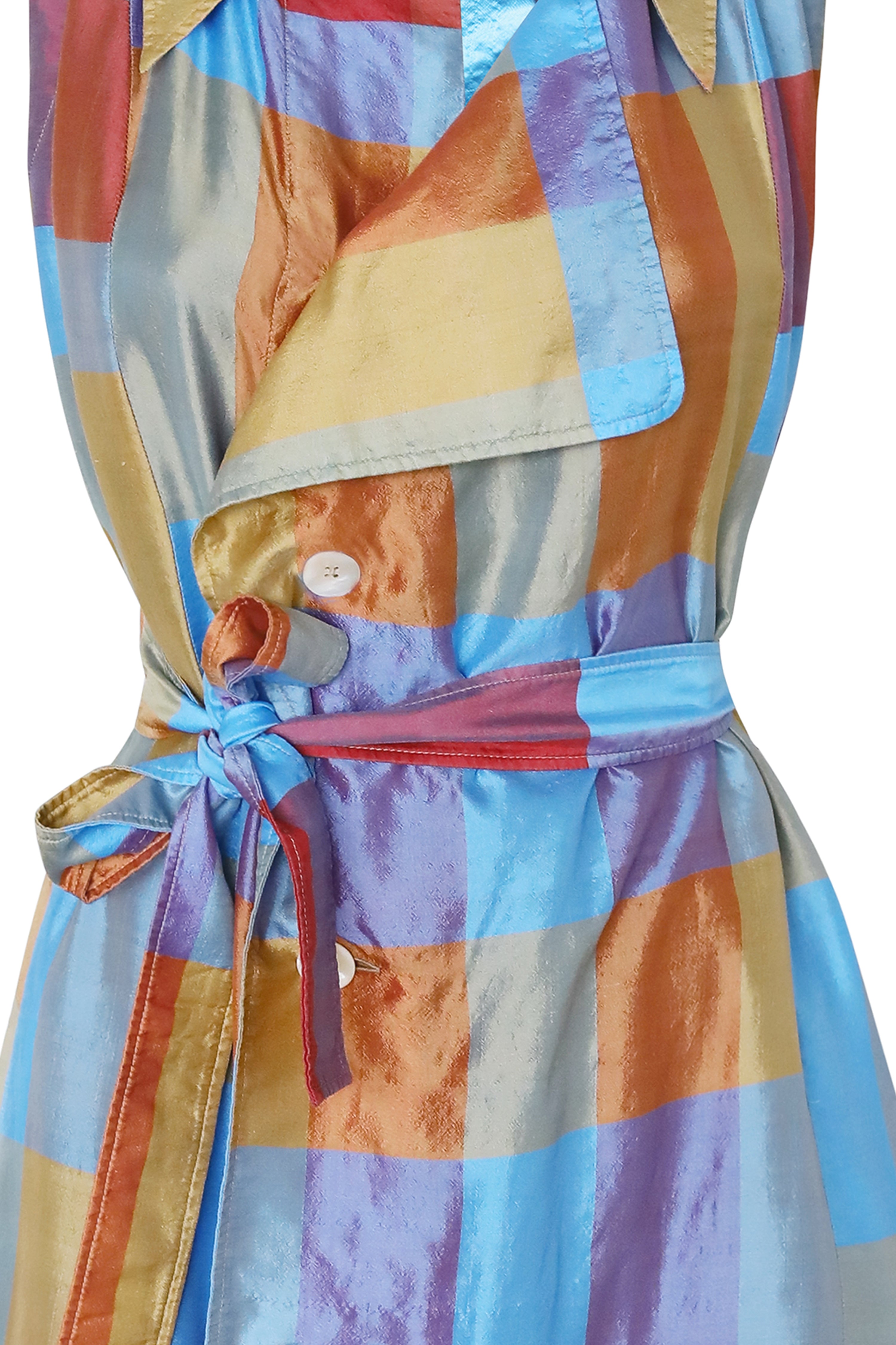 Satin Madras Trench Dress