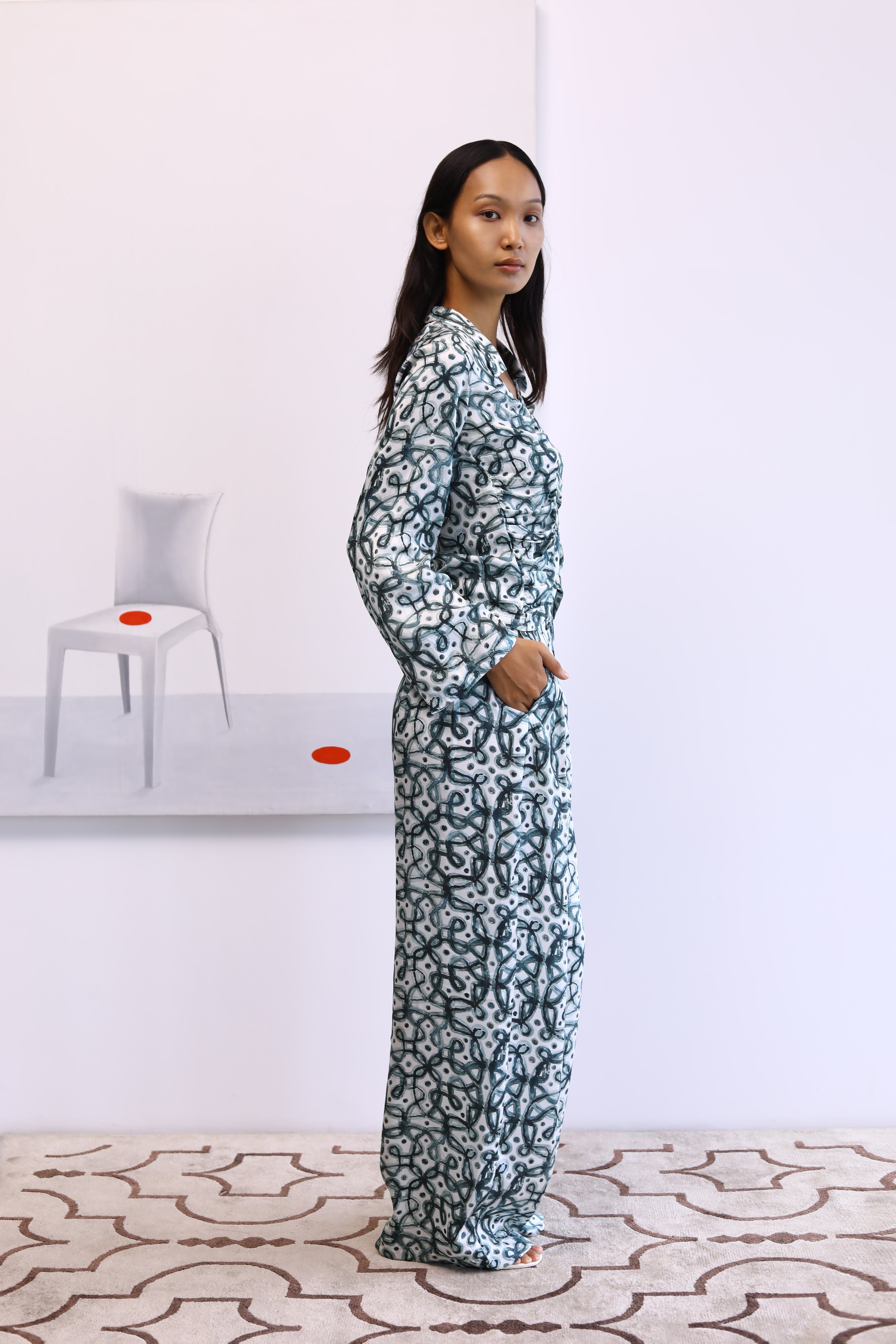 Watercolor-Kolam Asymmetric Shirt
