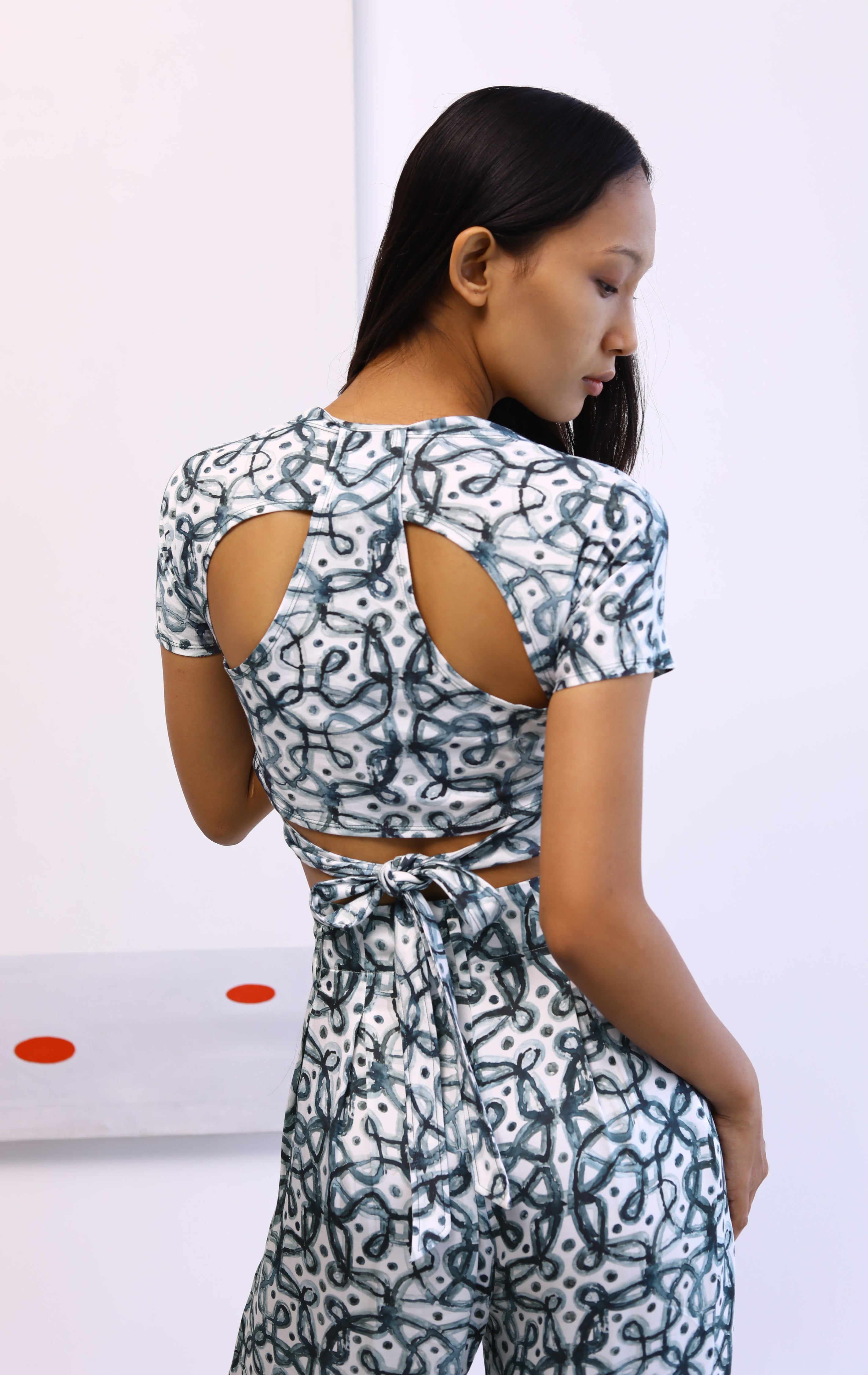 Water-colour Kolam Bustier & Bollywood Pants Co-ord Set