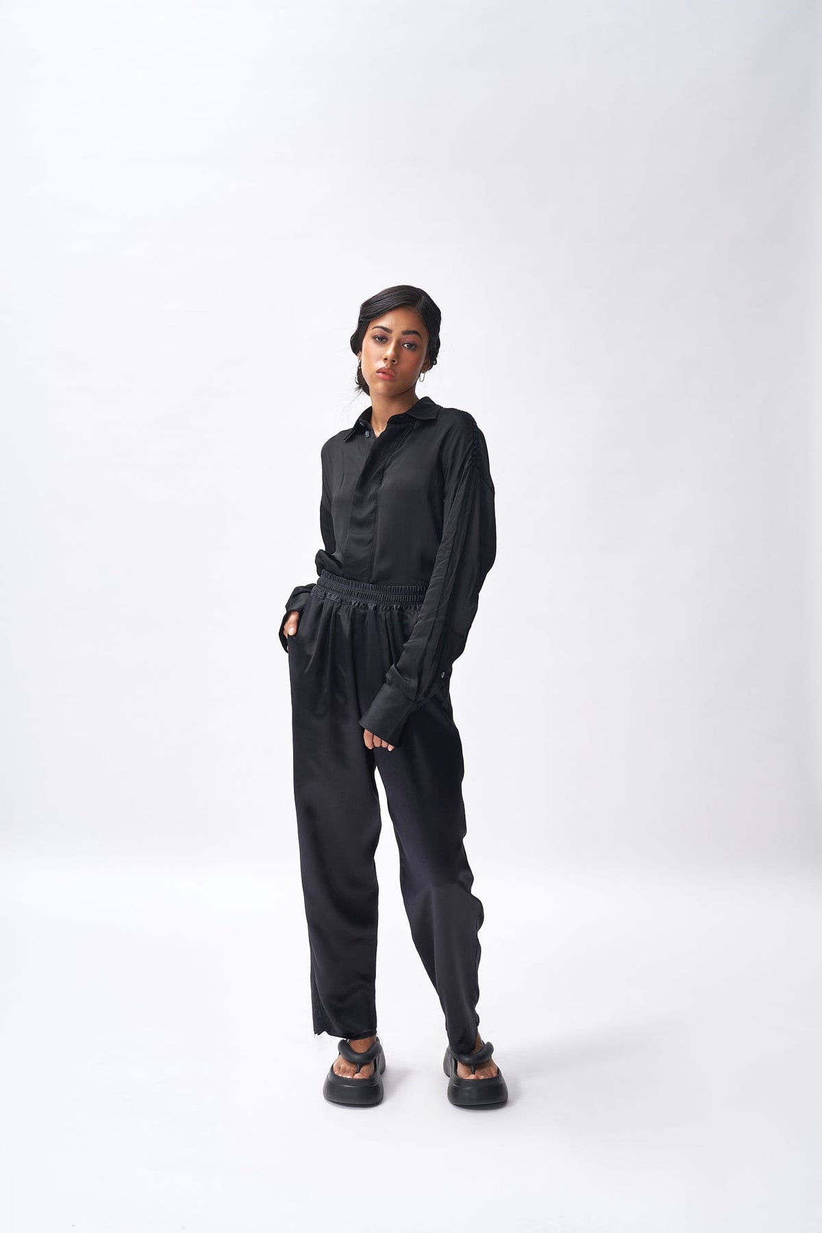 Boxy Fit Dress Shirt + Silk Pants