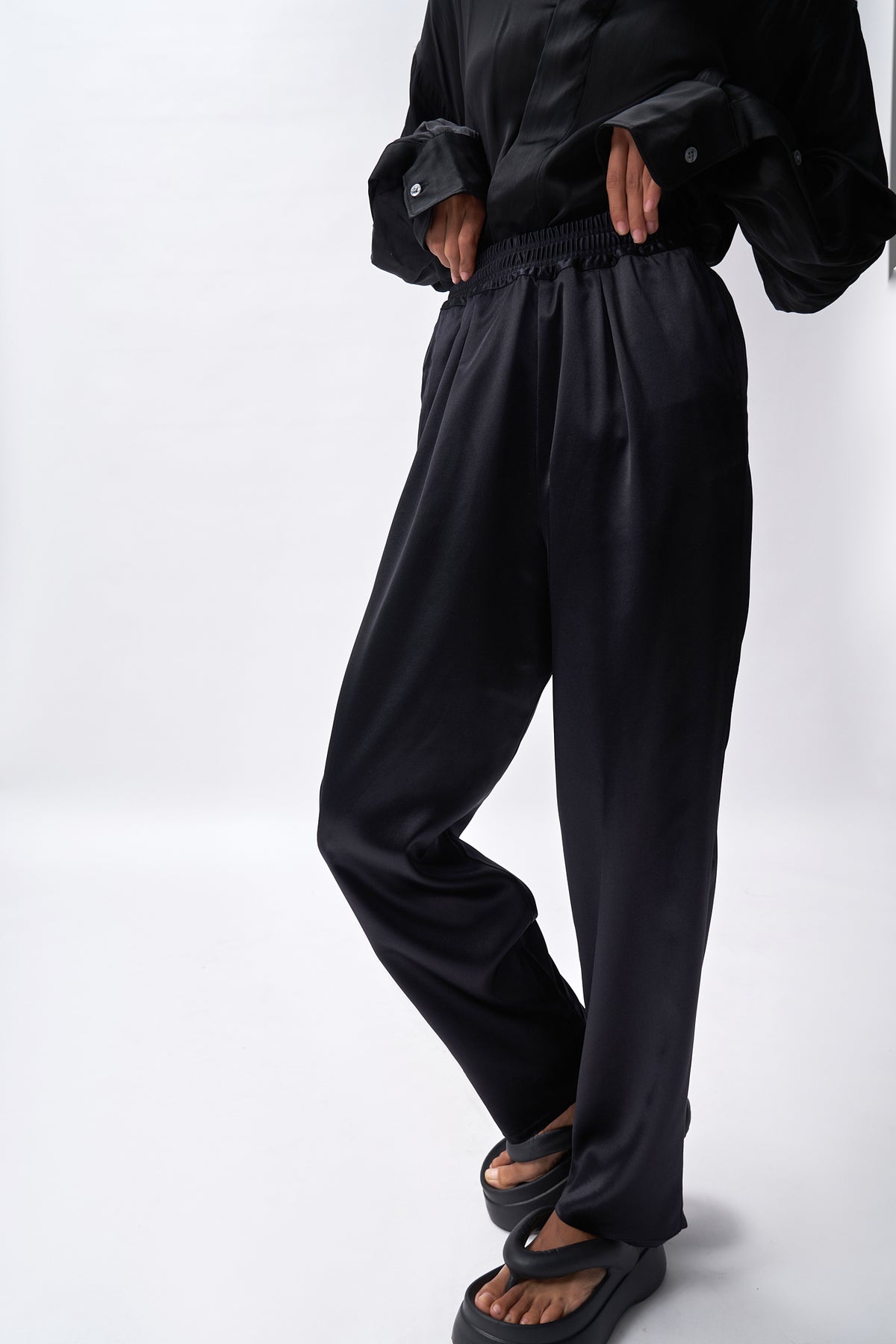 Boxy Fit Dress Shirt + Silk Pants