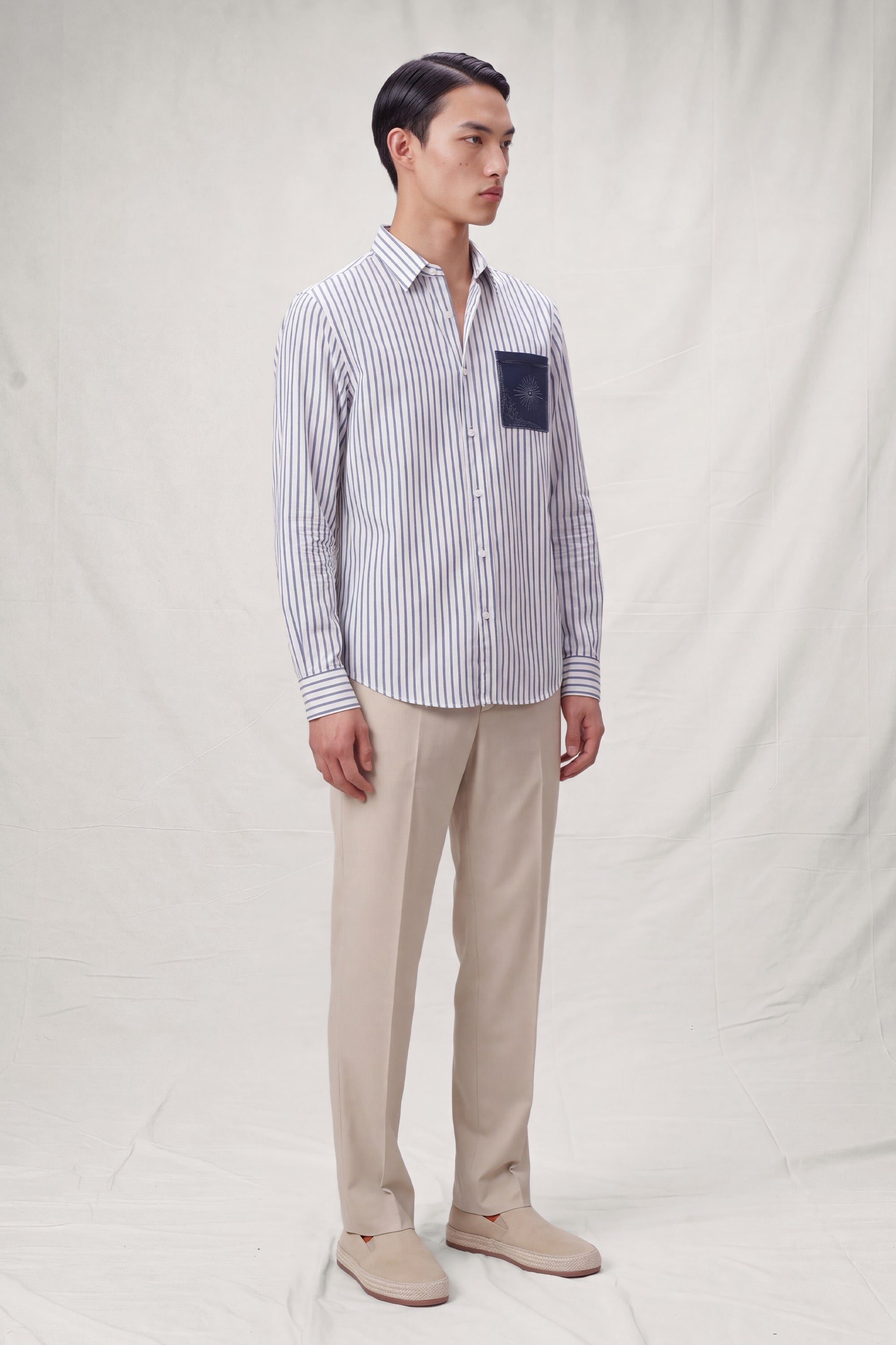 Navy Stirped Linen