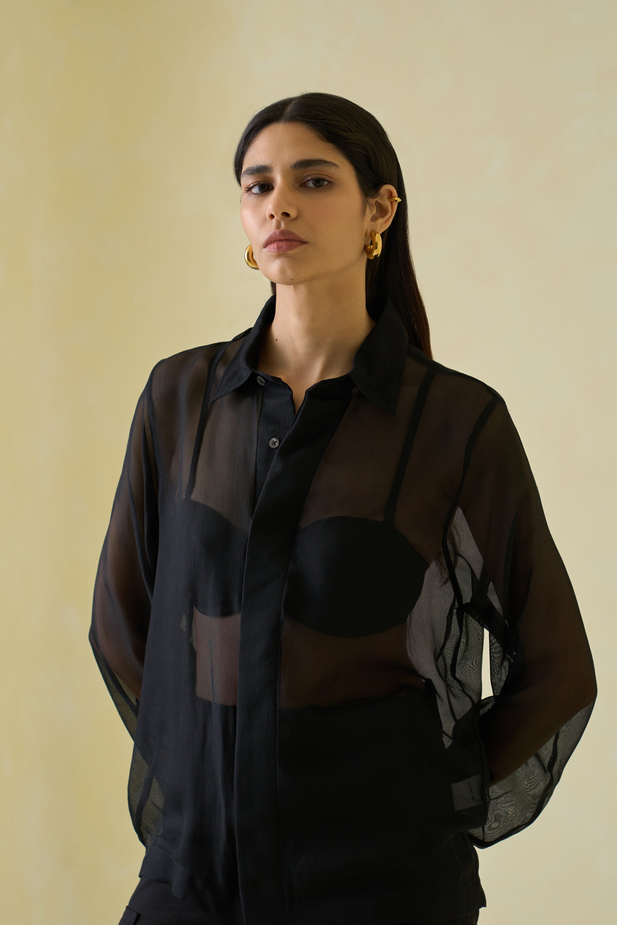 Silk-Mesh Boxy Shirt