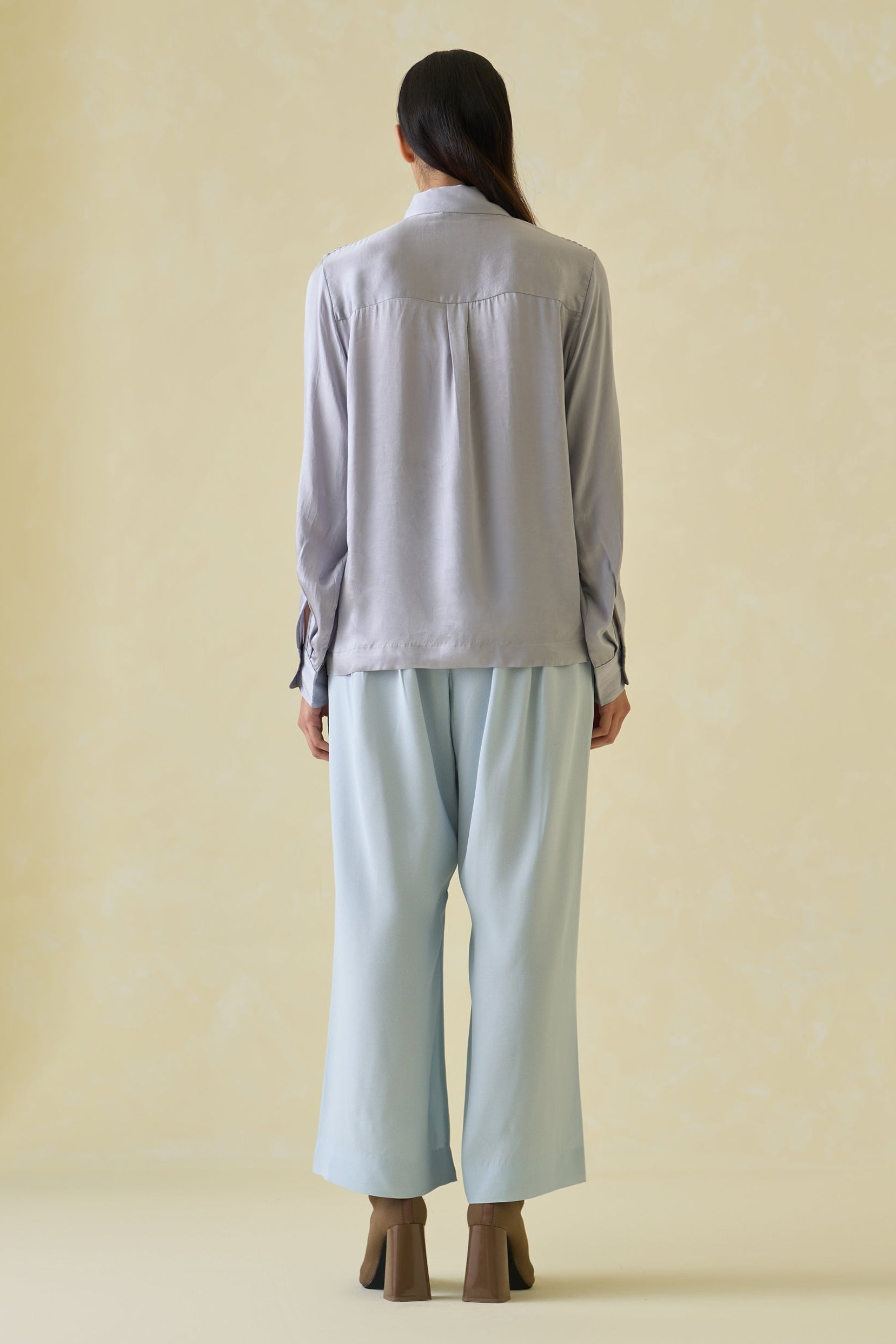 Crinkled Satin Boxy Shirt