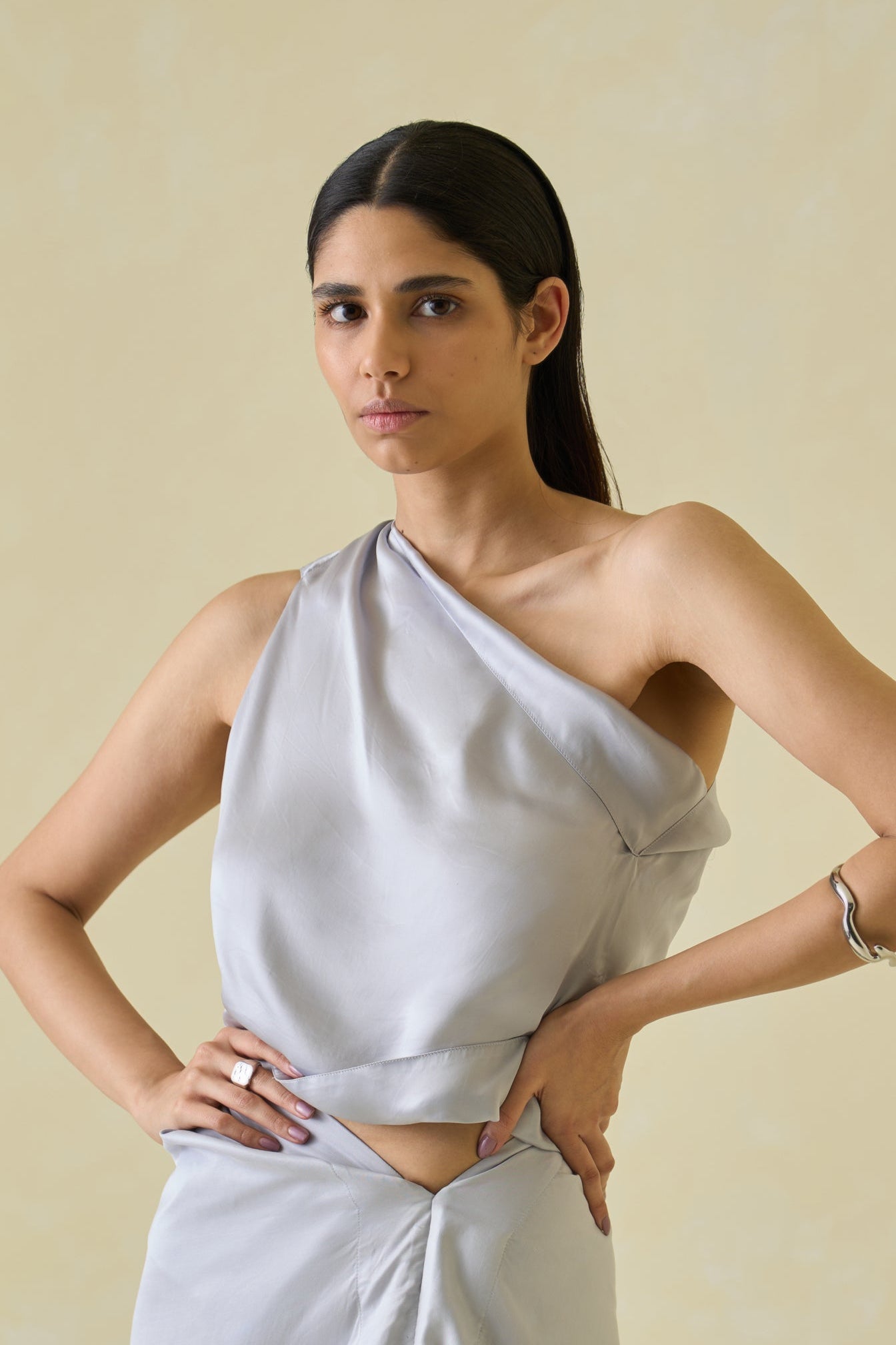 One-Shoulder Sari Top