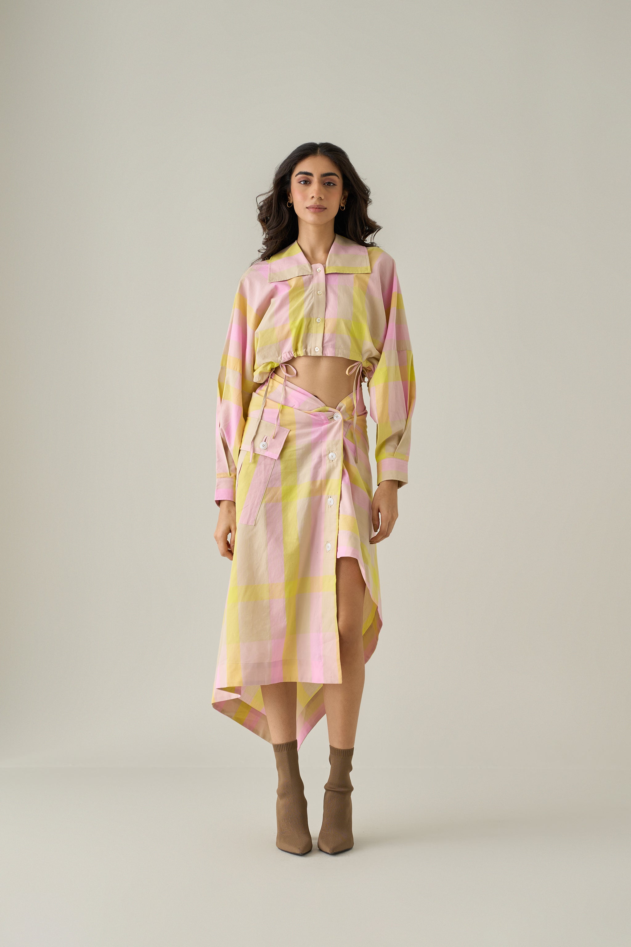 Madras Check Sari Skirt