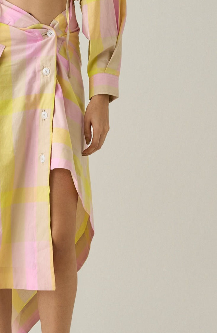 Madras Check Sari Skirt