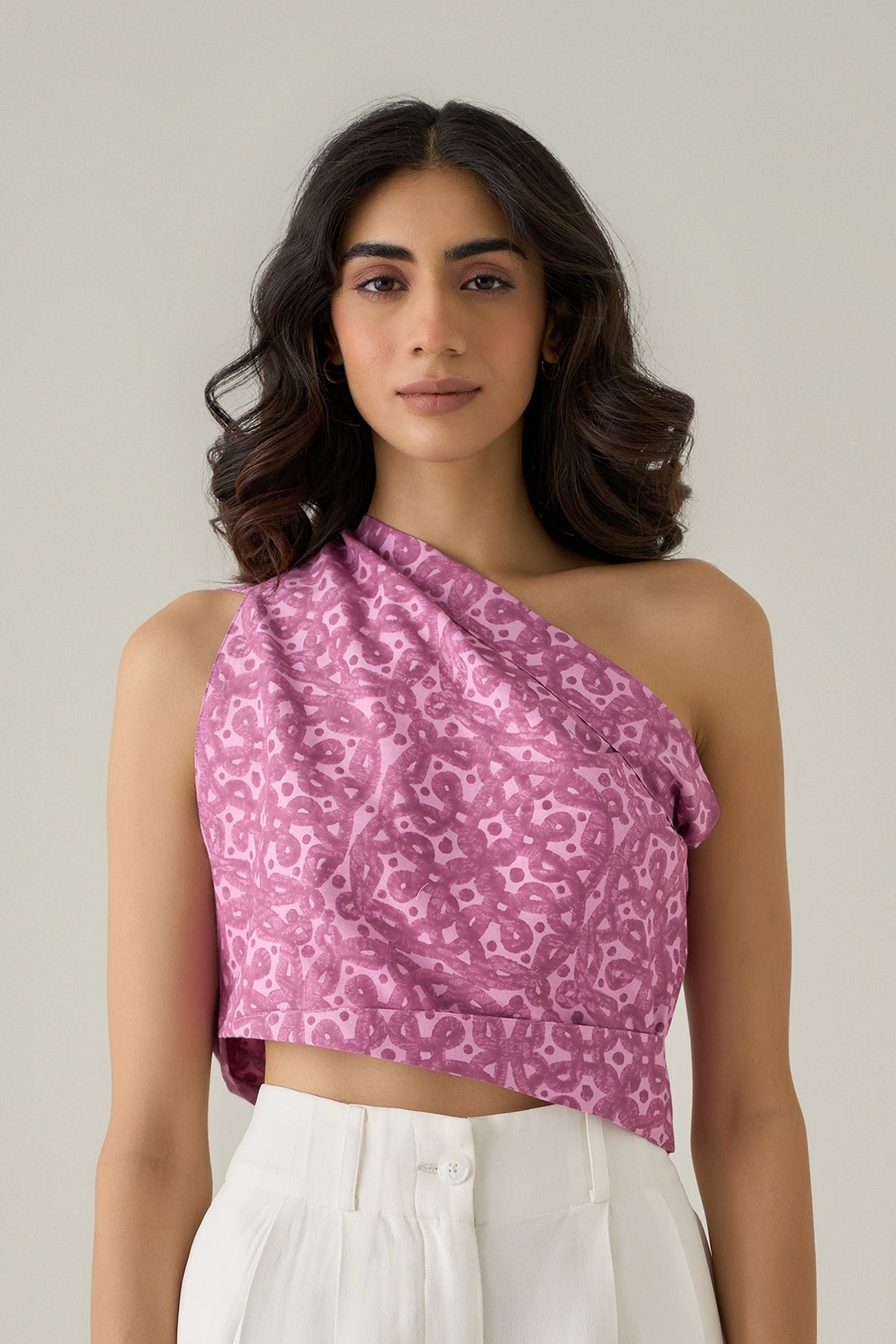 Kolam One-Shoulder Sari Top
