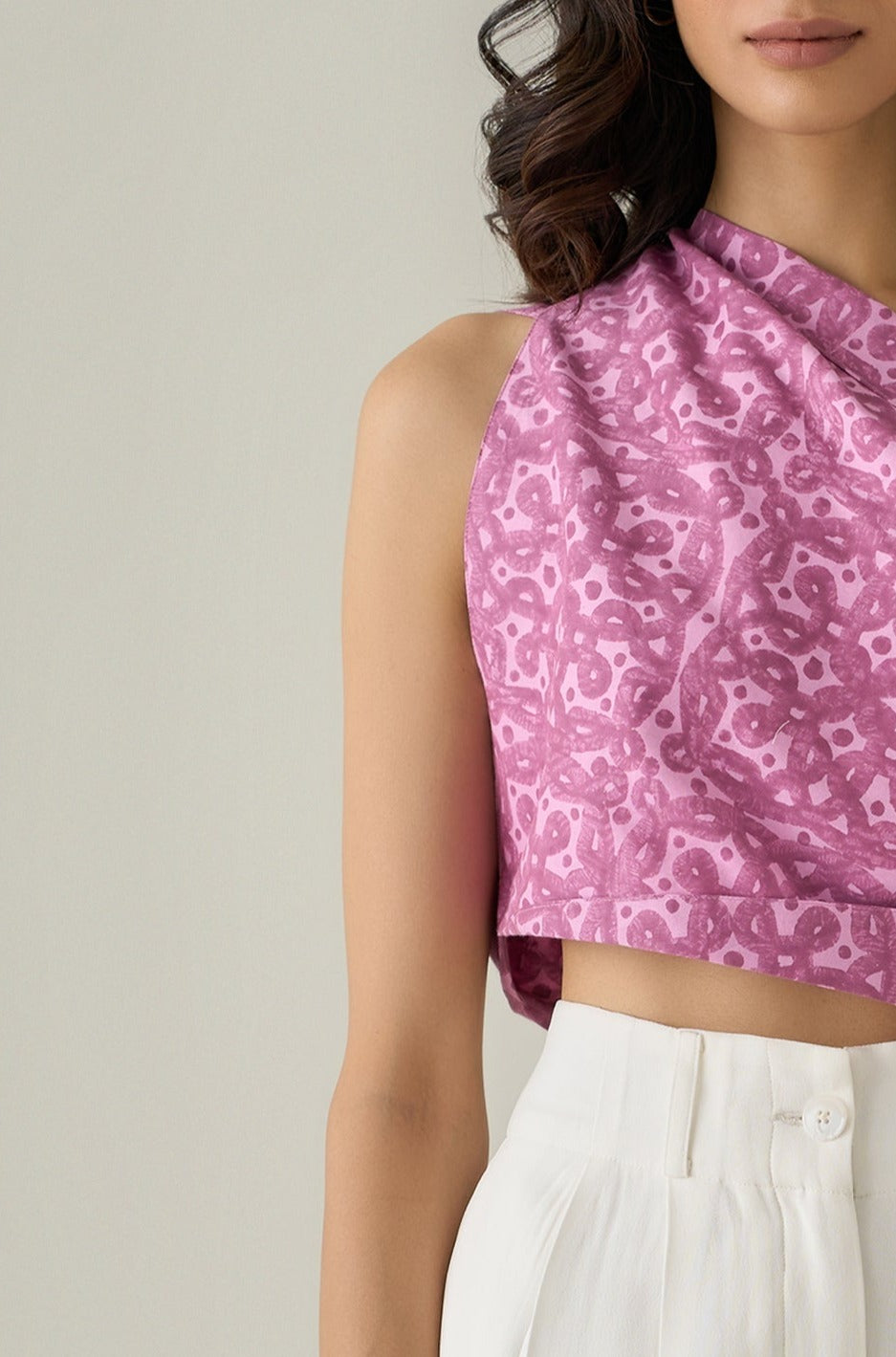 Kolam One-Shoulder Sari Top