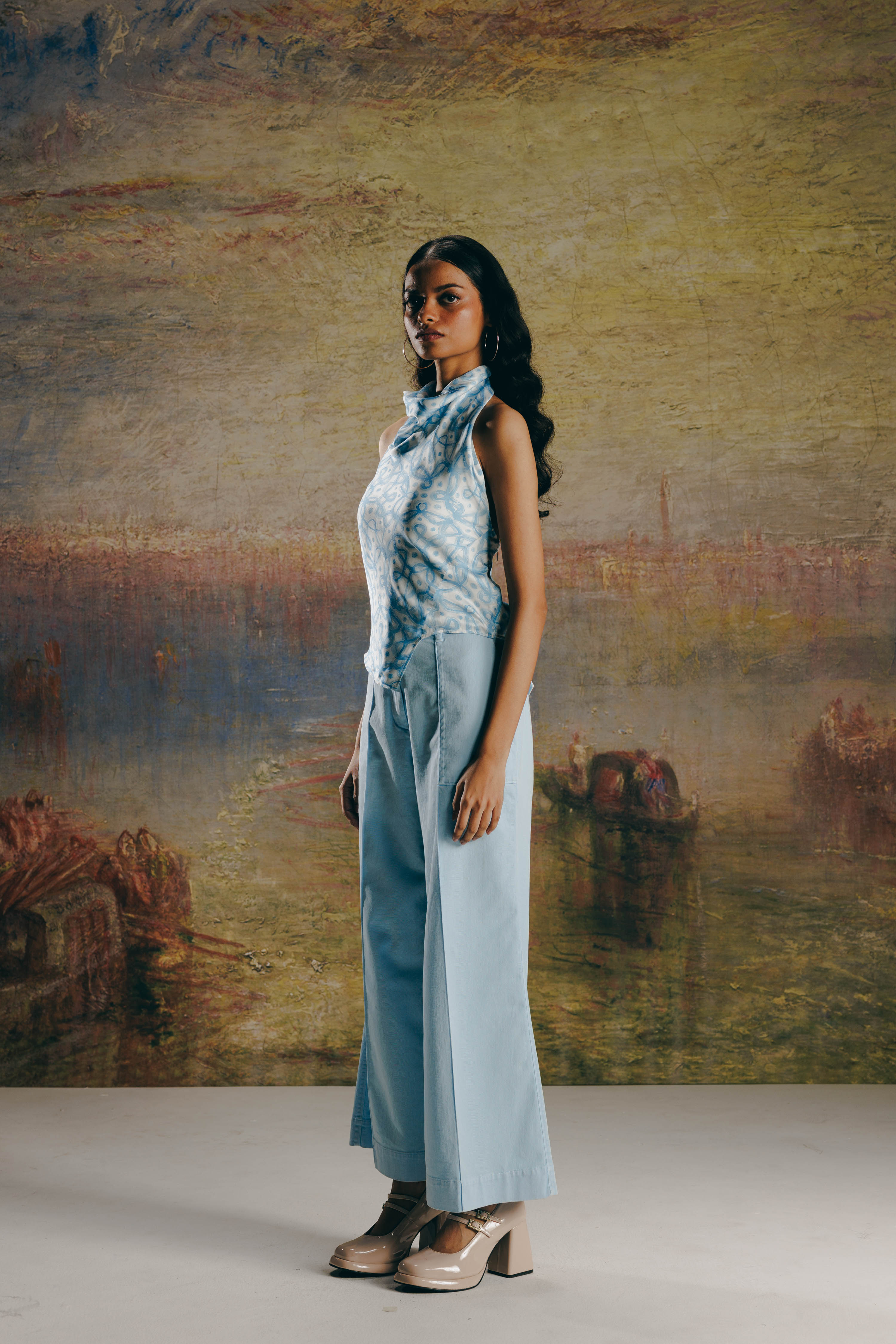 Water-colour Kolam Draped Top