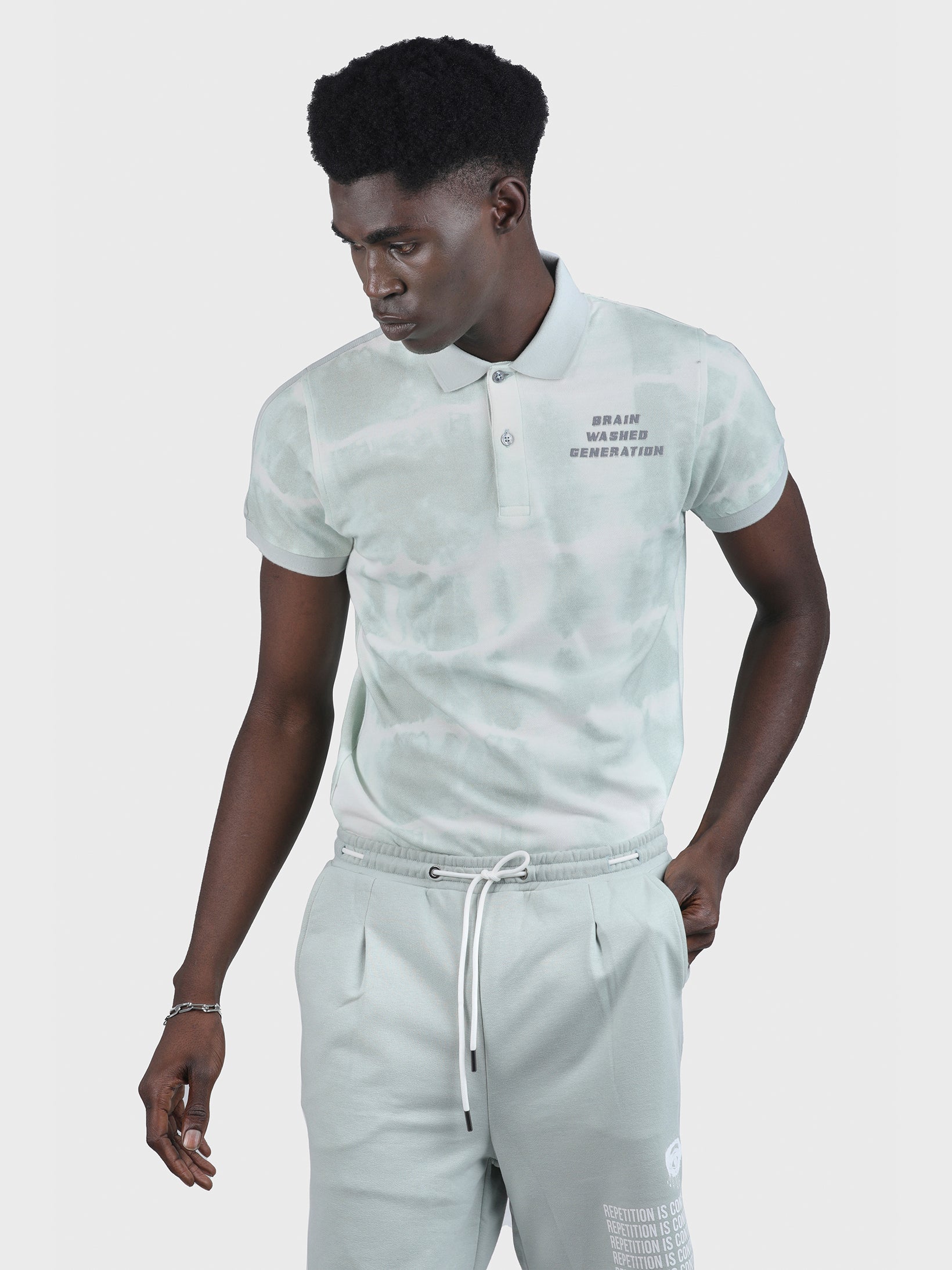 BRAINWASHED EMBROIDERED TIE DYE POLO