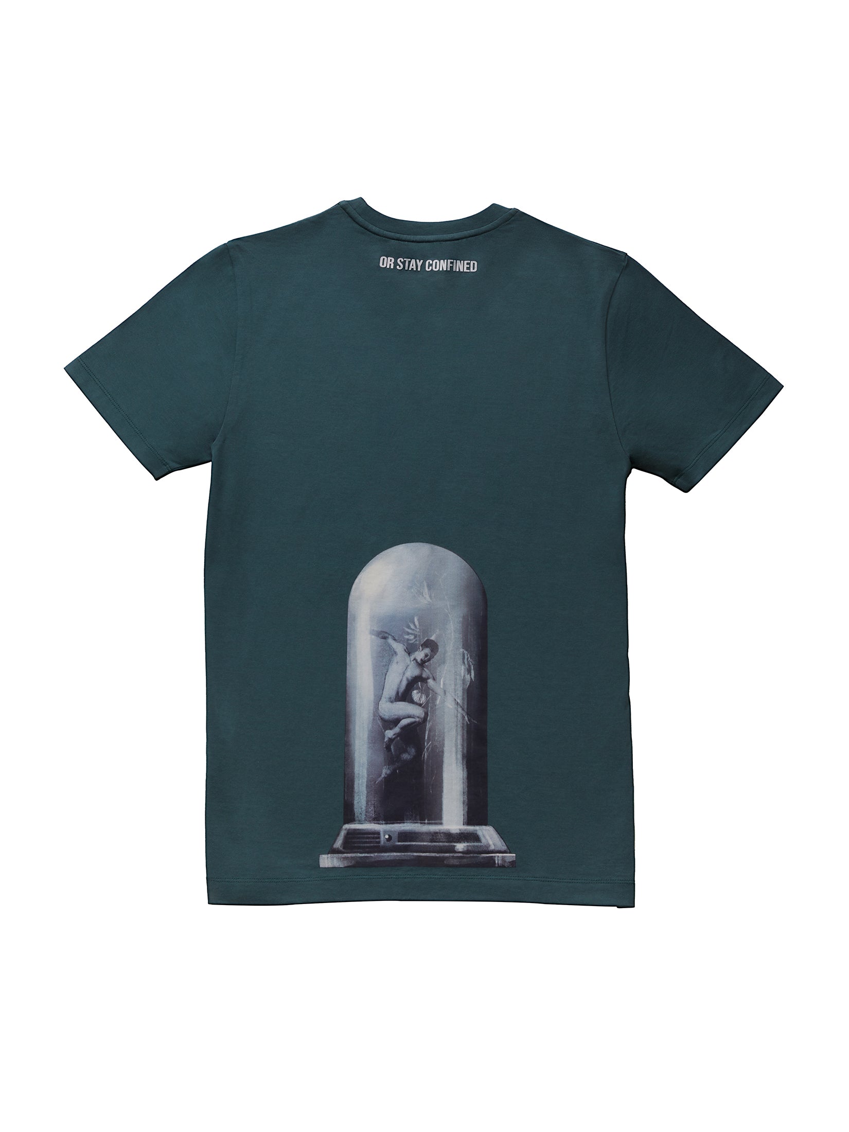 STAY CONFINED EMBROIDERED PRINTED TEE