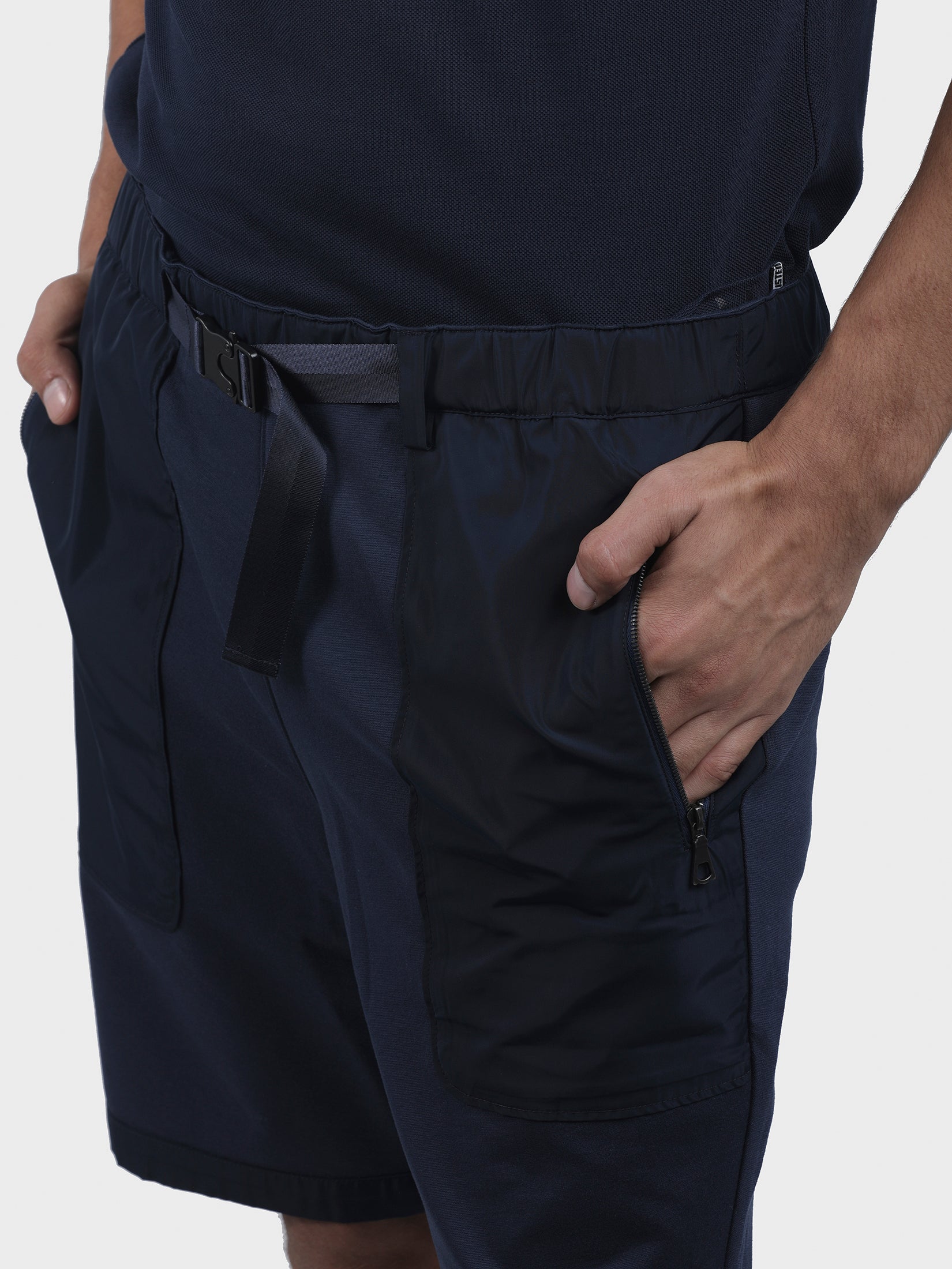 GREY AREA GUNMETAL BUCKLE SHORTS