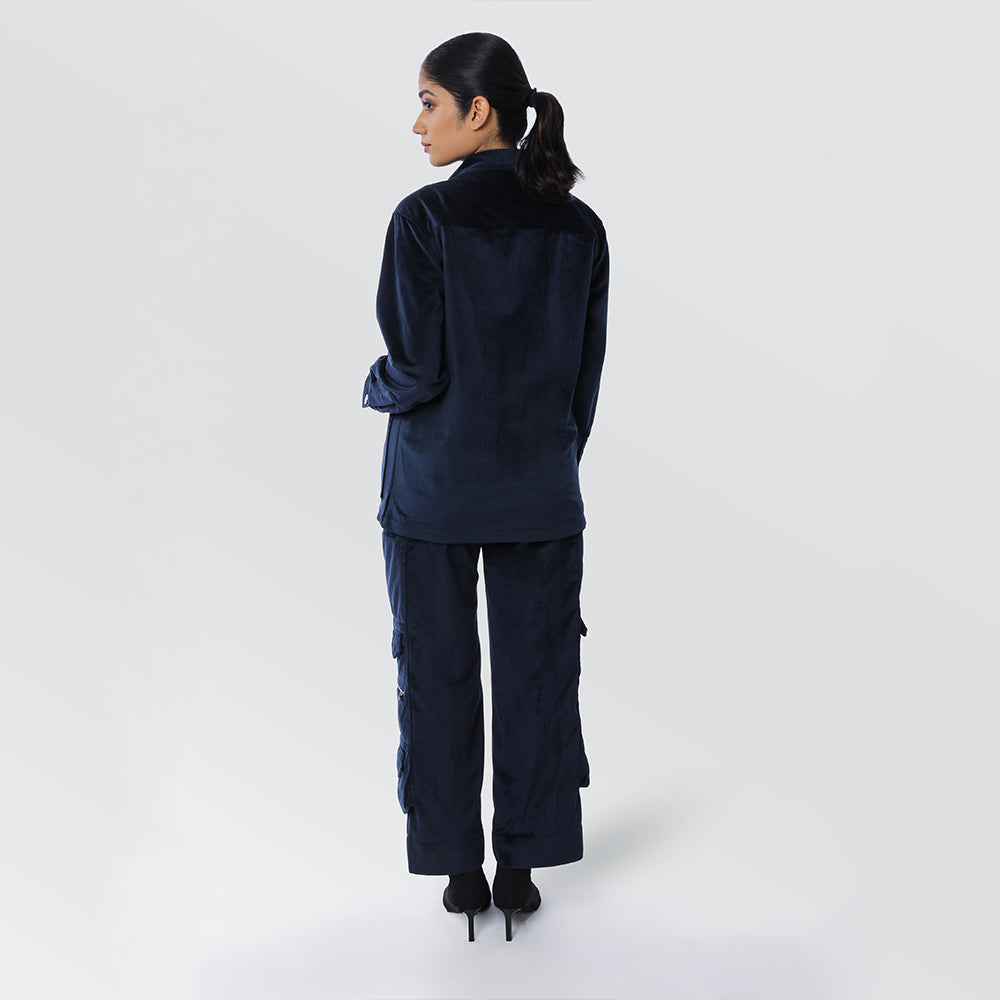 Velvet Military Shacket + Workwear Trousers