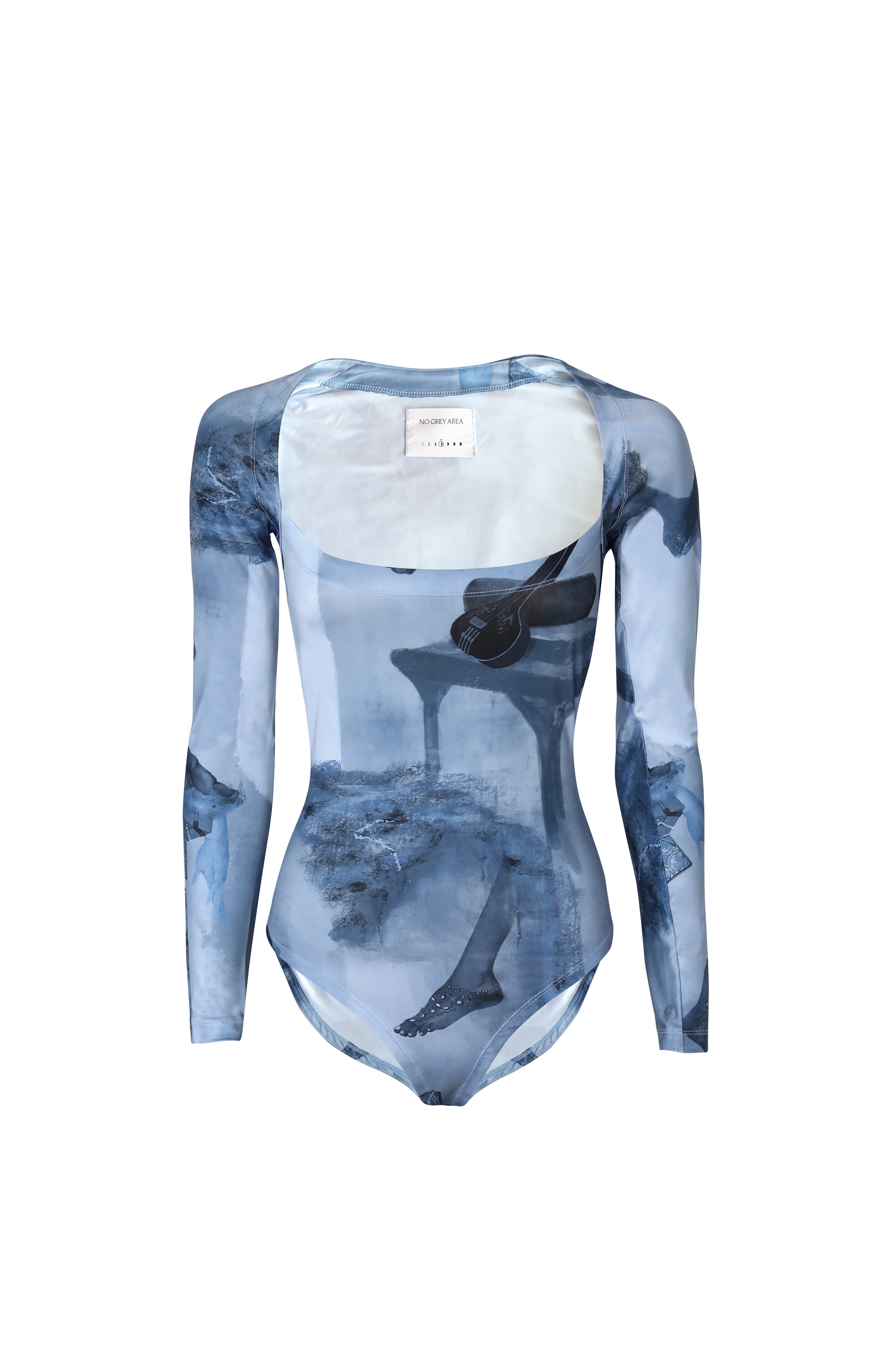 Monochrome Surrealist Bodysuit