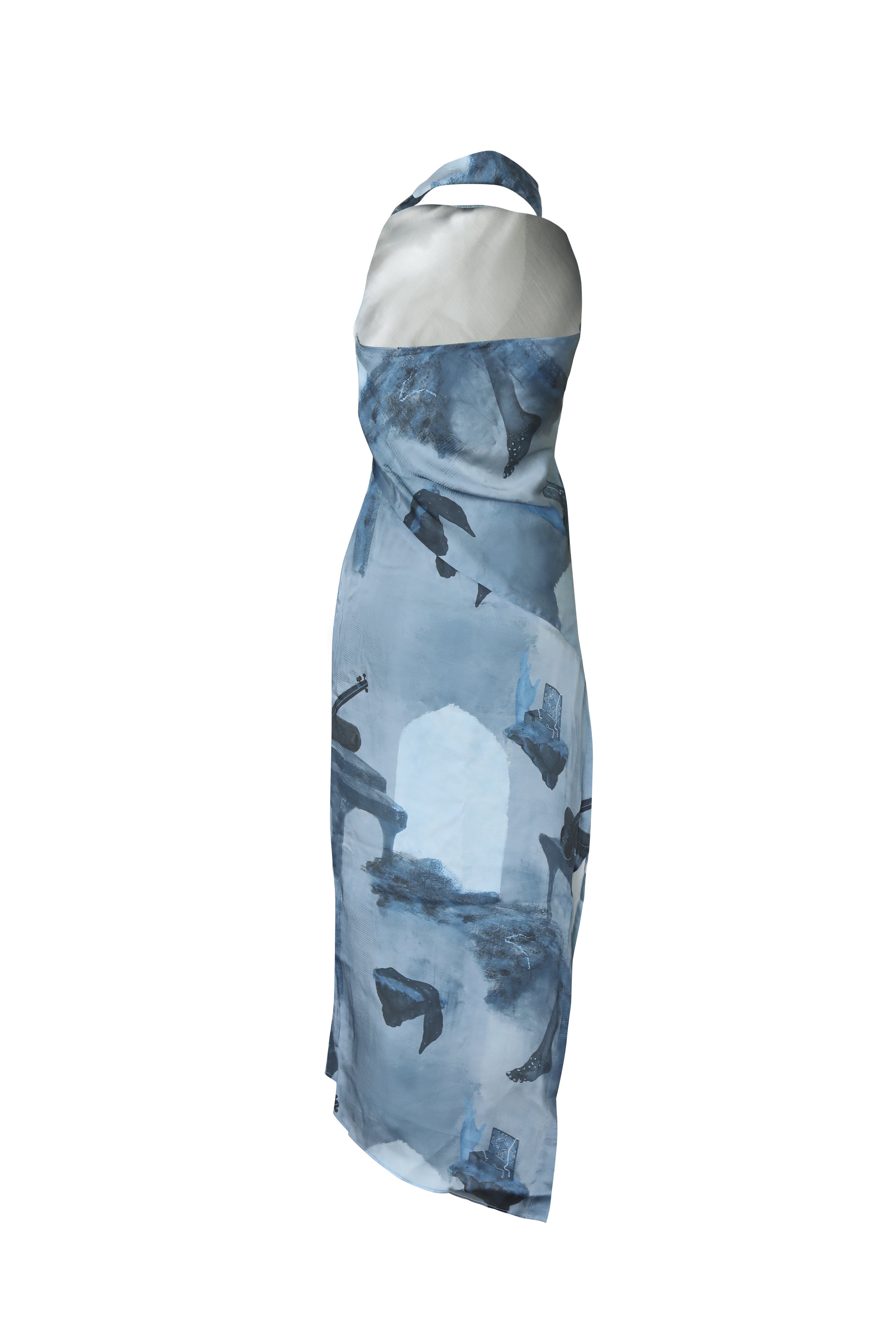 Surrealist Tonal Draped Dress