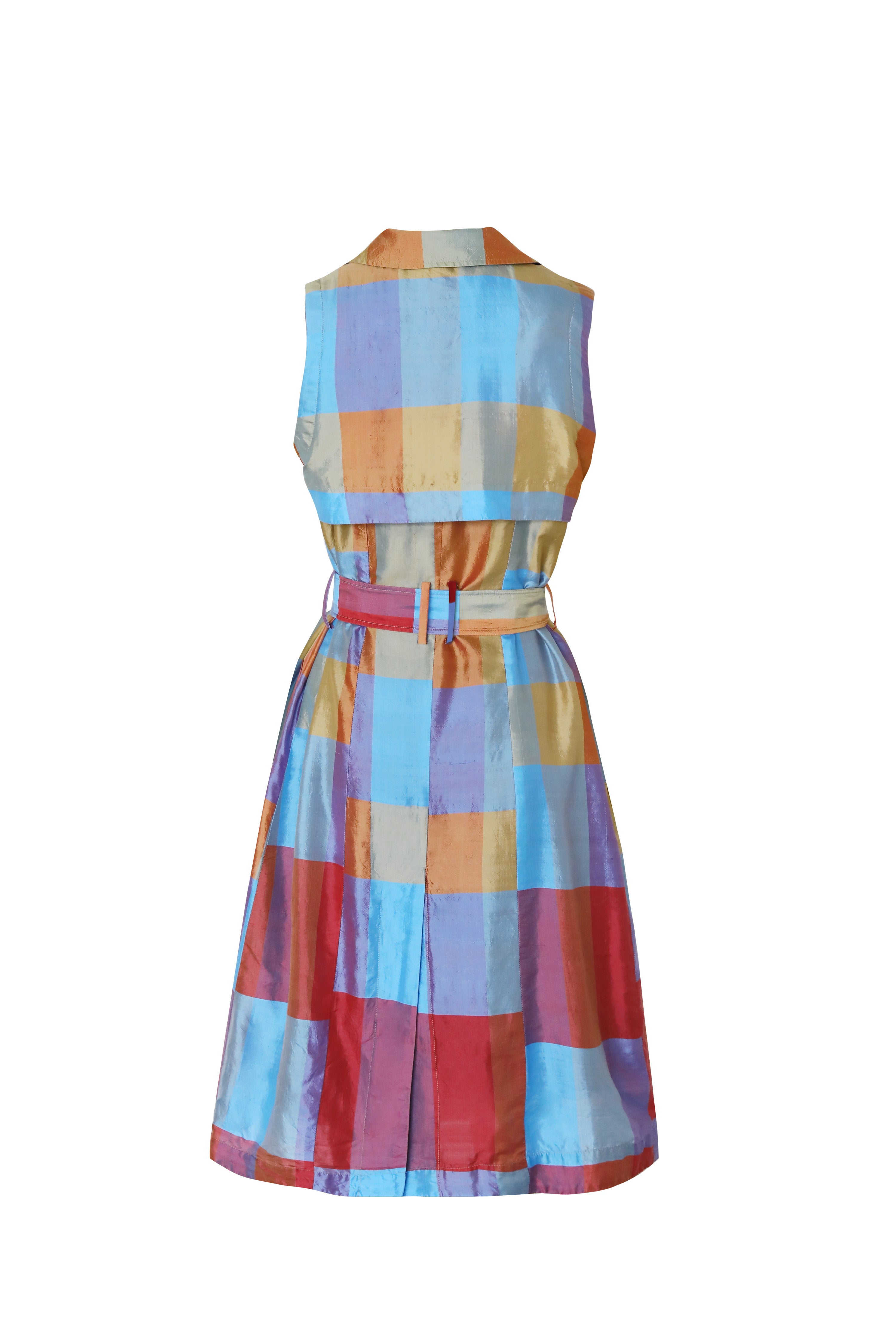 Satin Madras Trench Dress