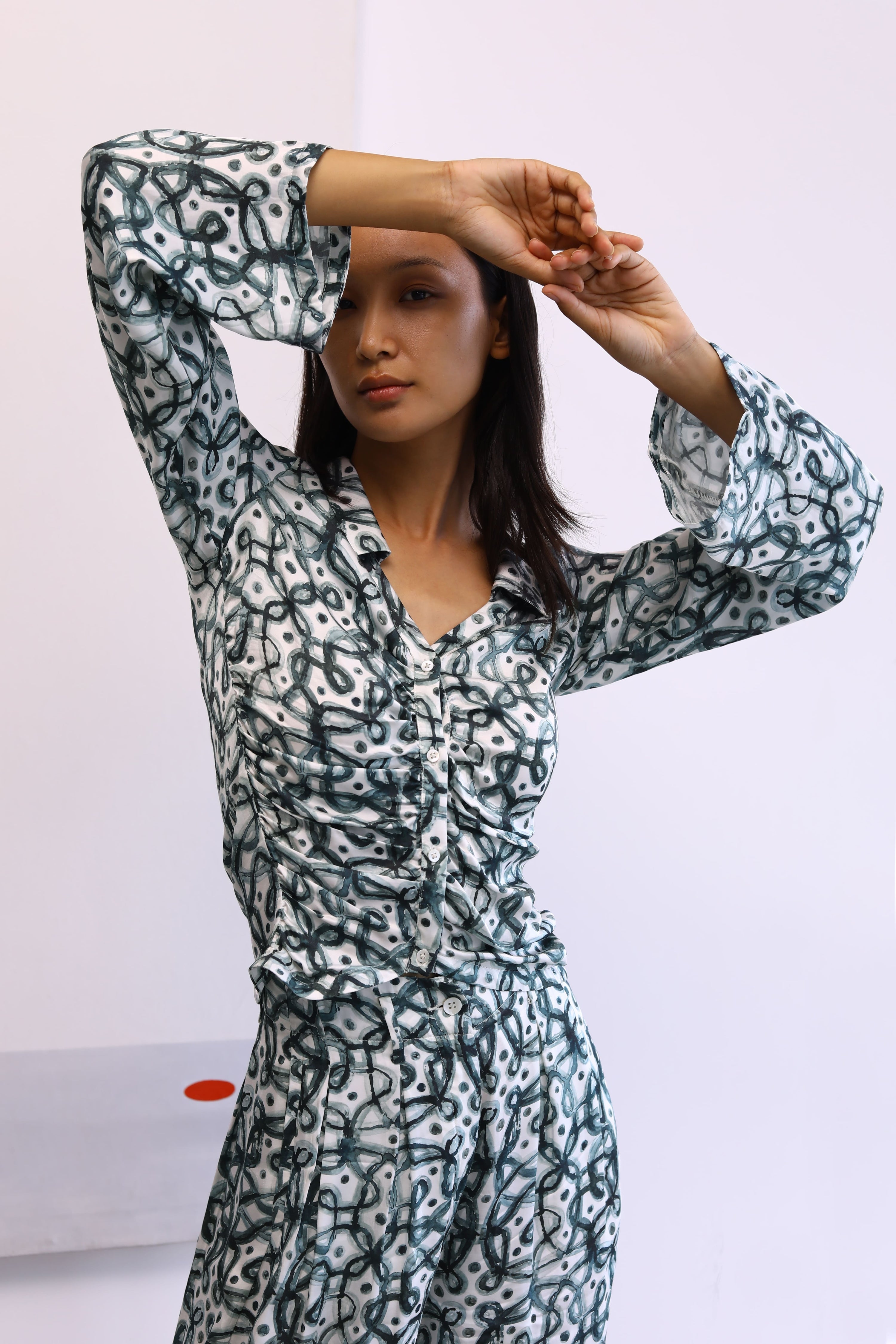 Watercolor-Kolam Asymmetric Shirt