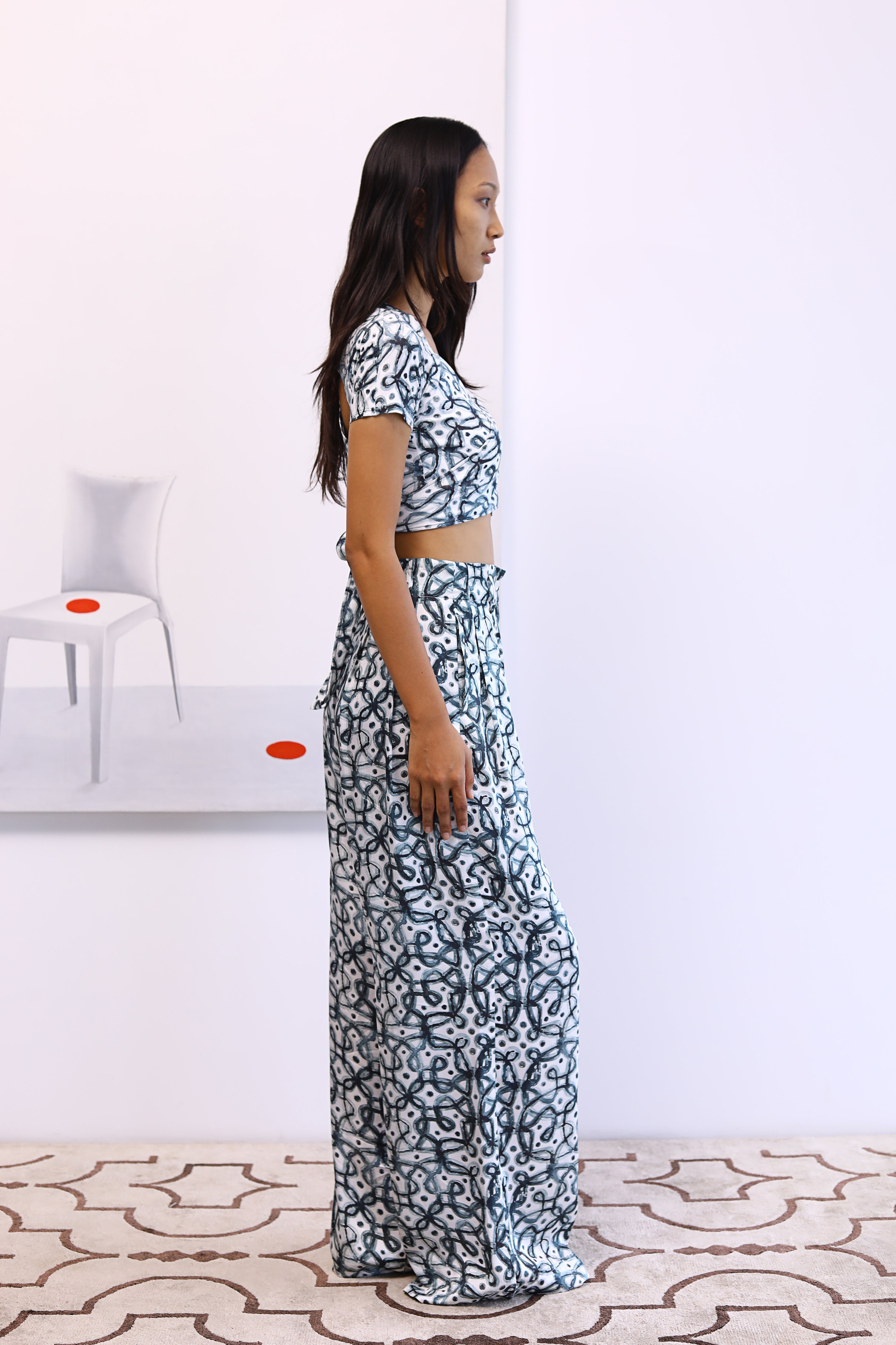 Watercolor Kolam Bollywood Pants