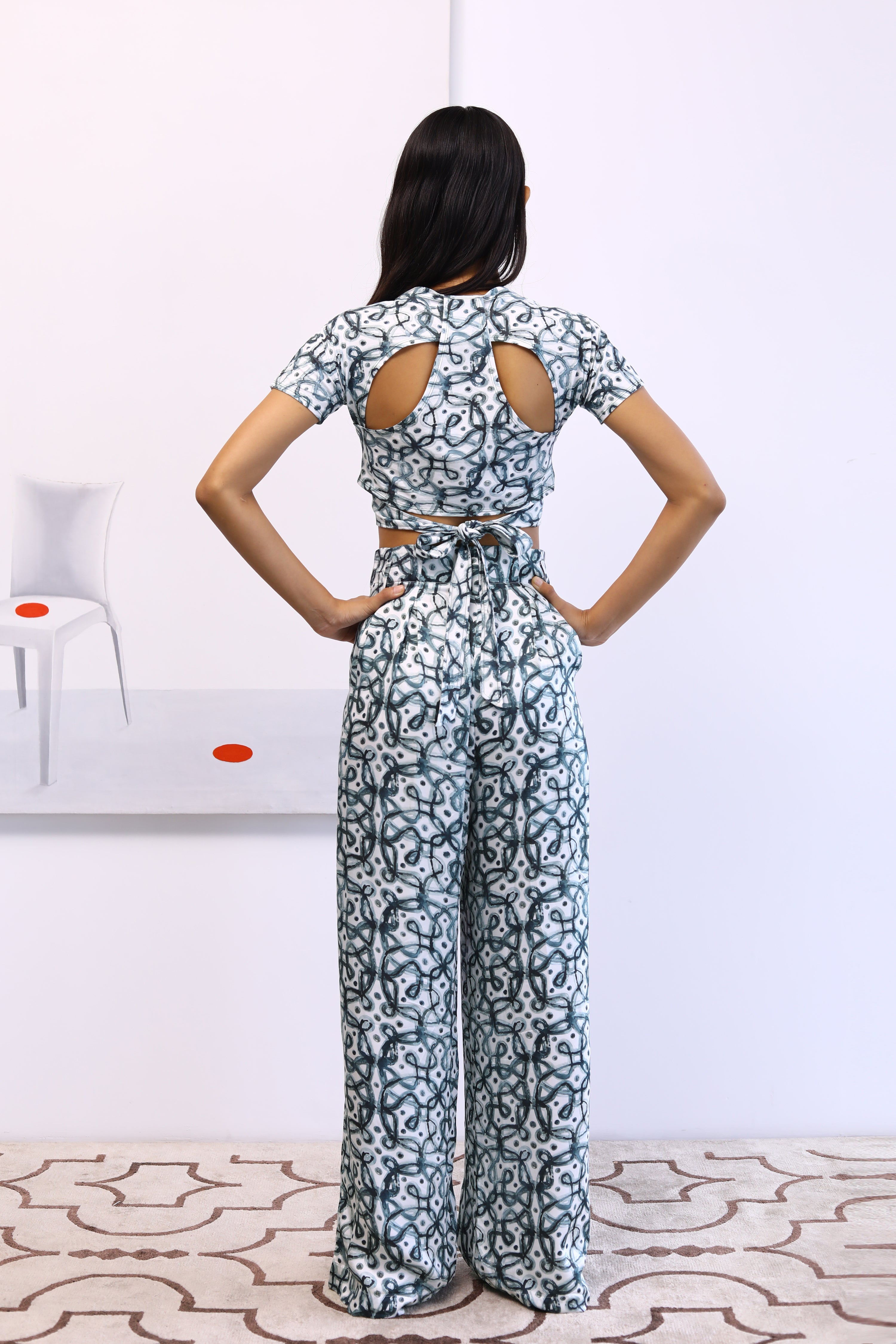 Water-colour Kolam Bustier & Bollywood Pants Co-ord Set