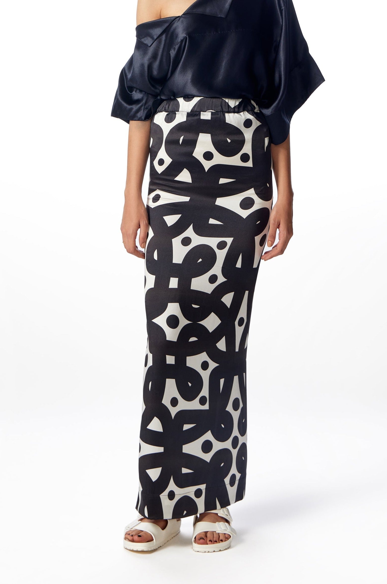 Silk Kolam Slit Skirt