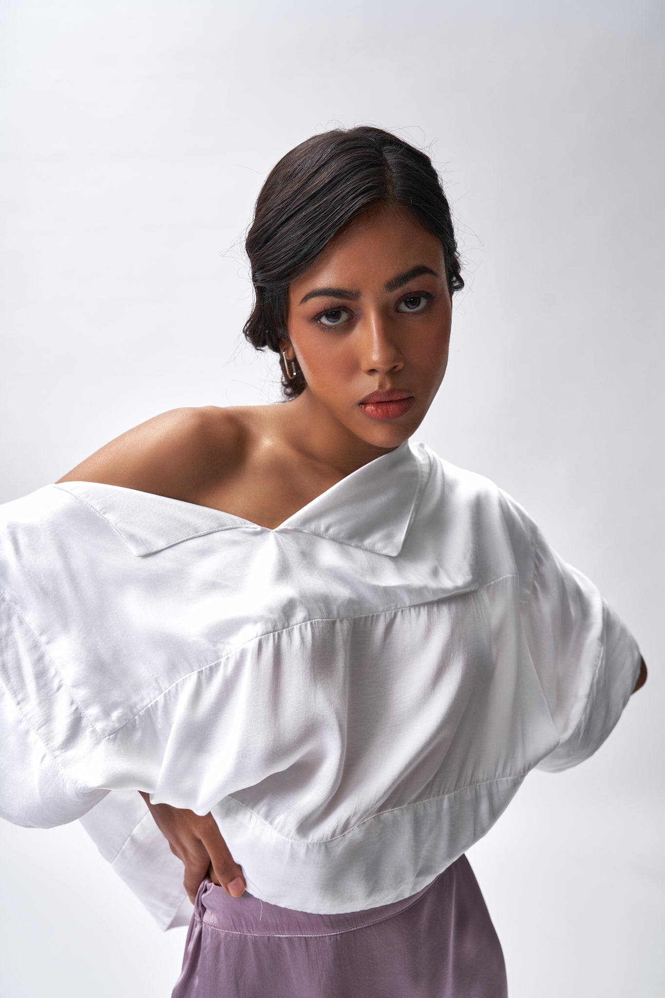 Satin Off-shoulder Top