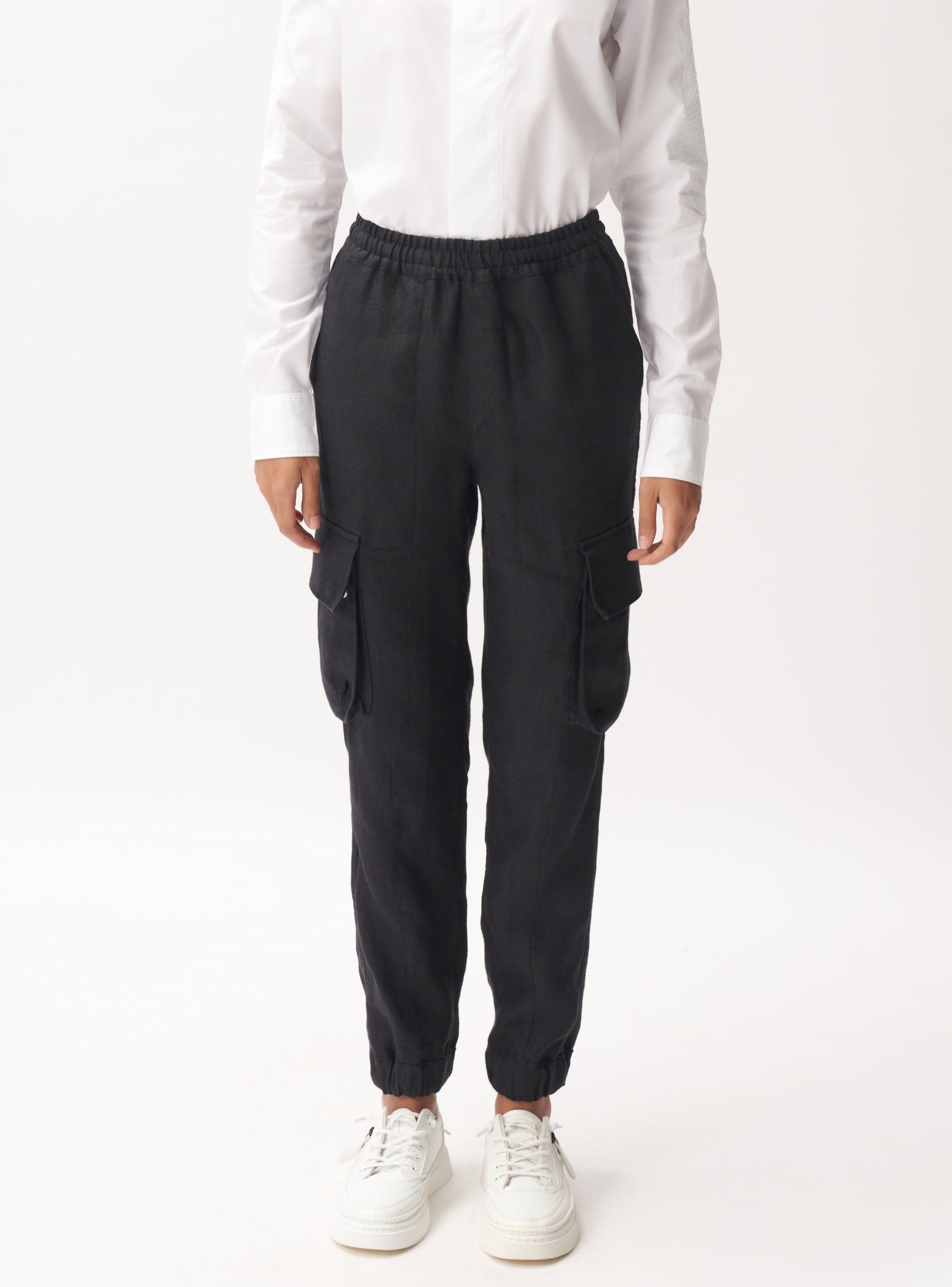 Linen Cargo Joggers