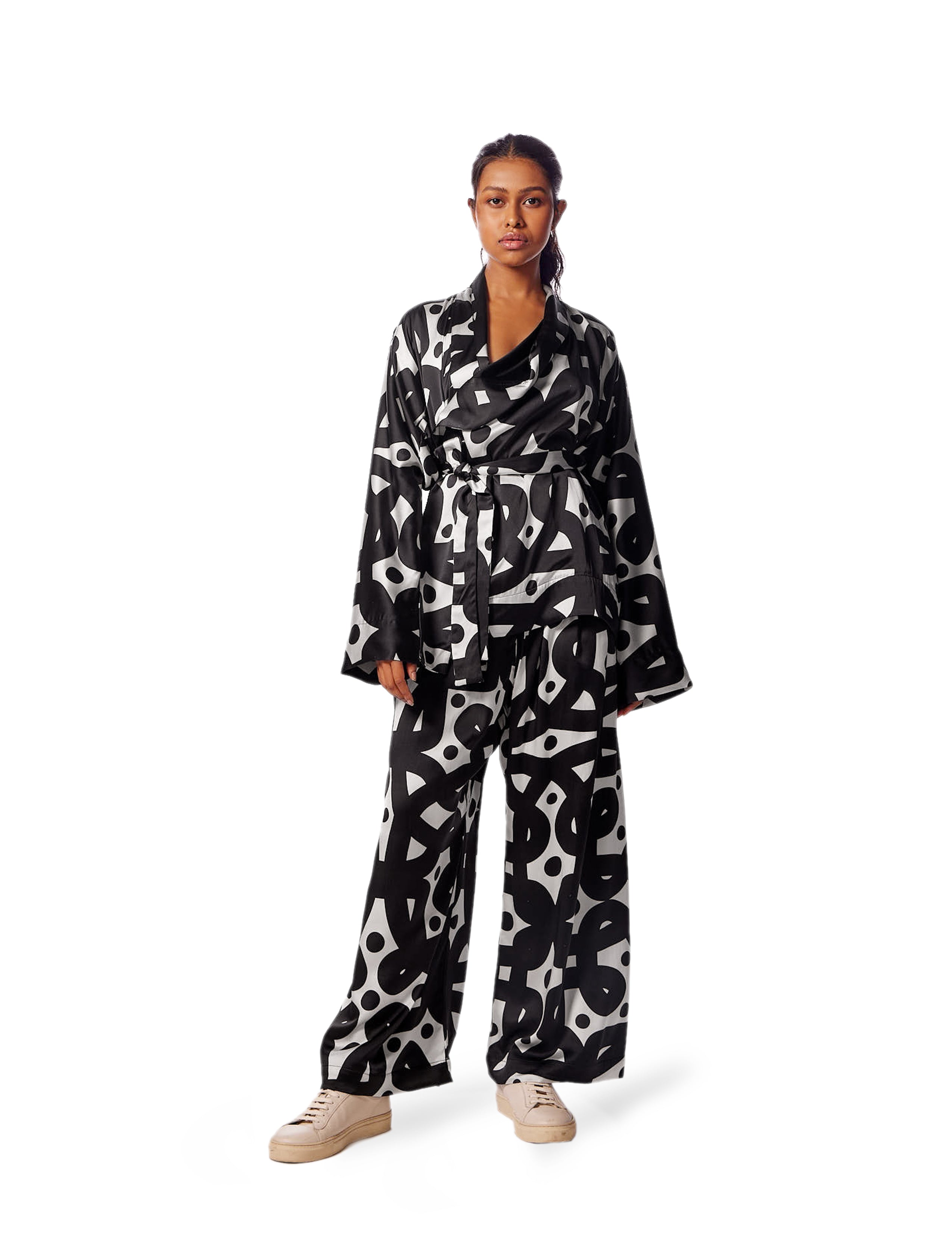 Silk Kolam Kurta Robe Jacket