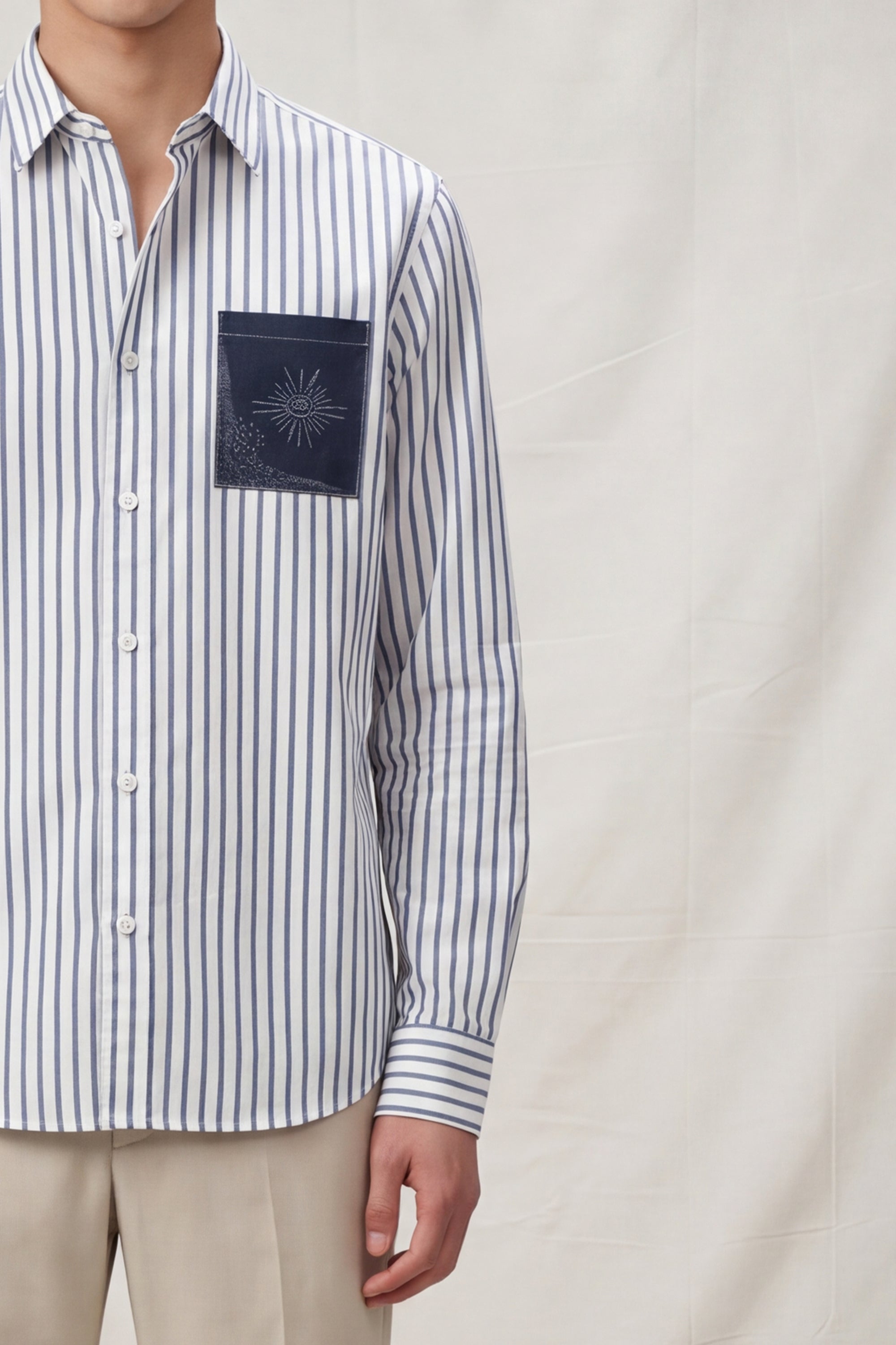 Navy Stirped Linen