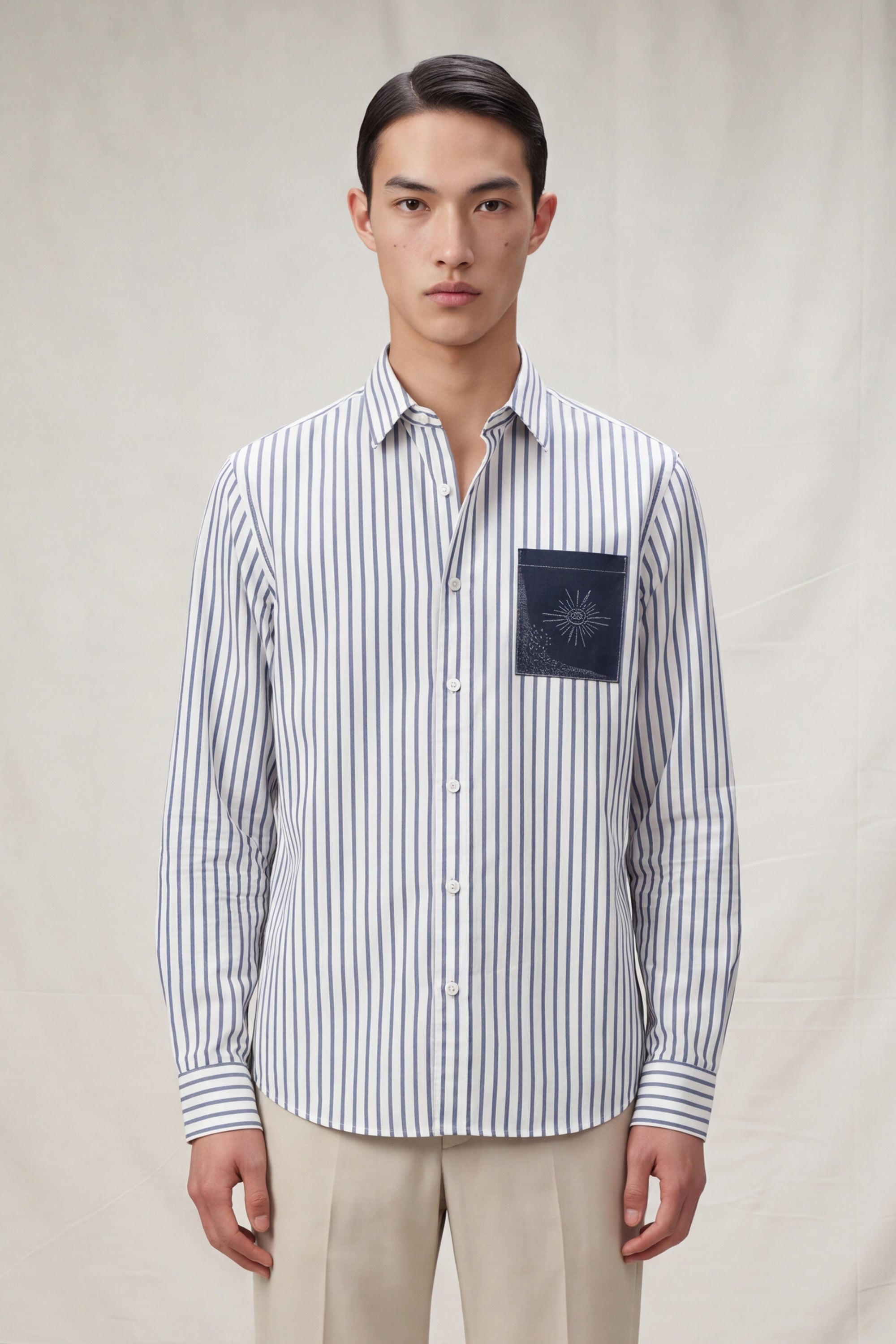 Navy Stirped Linen
