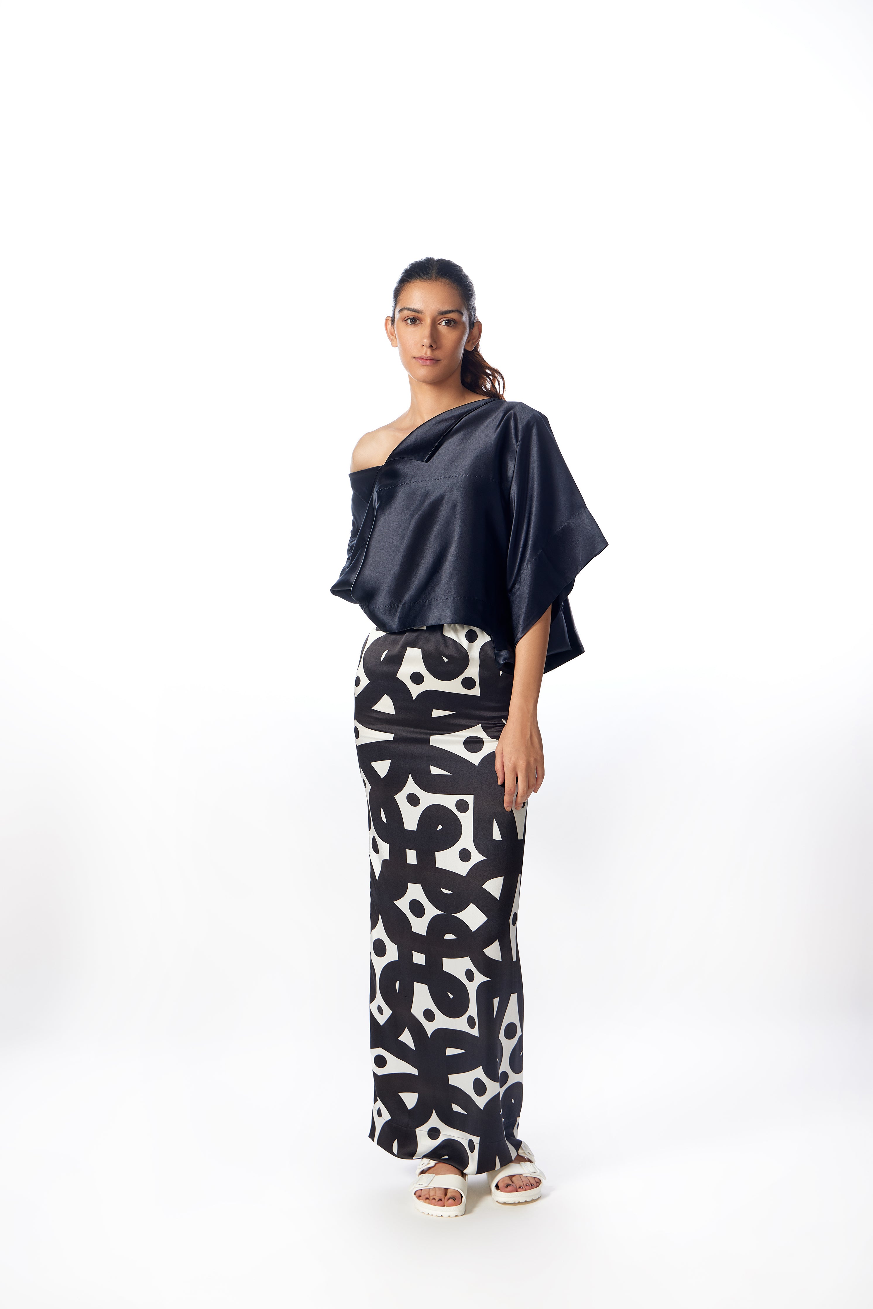 Silk Kolam Slit Skirt