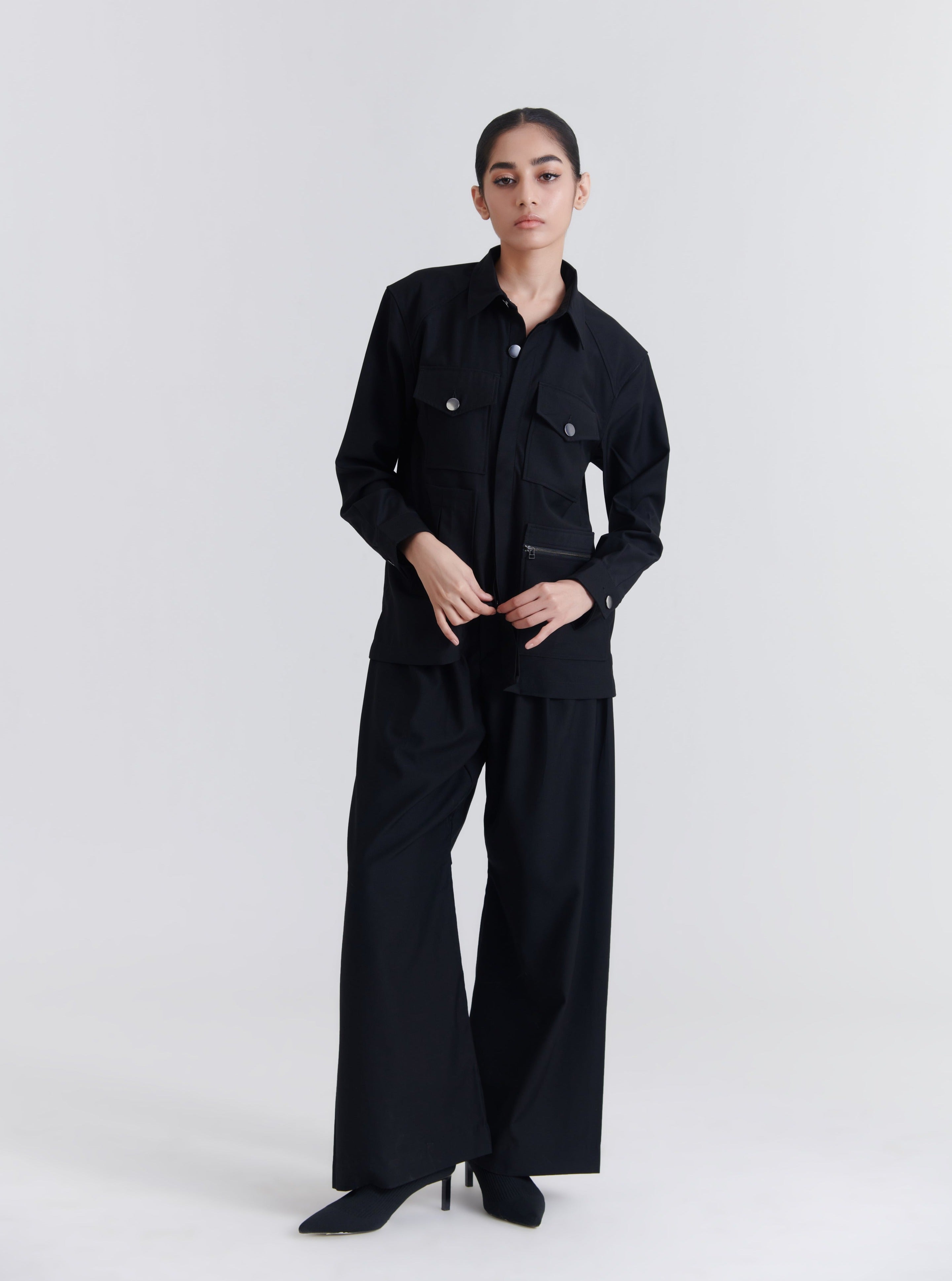 Suiting Military Shacket + Suiting Bollywood Pants
