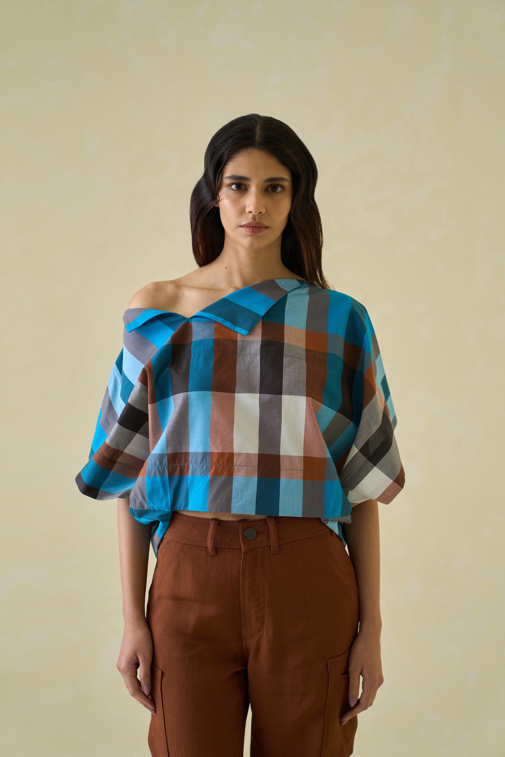 Madras Off-Shoulder Top