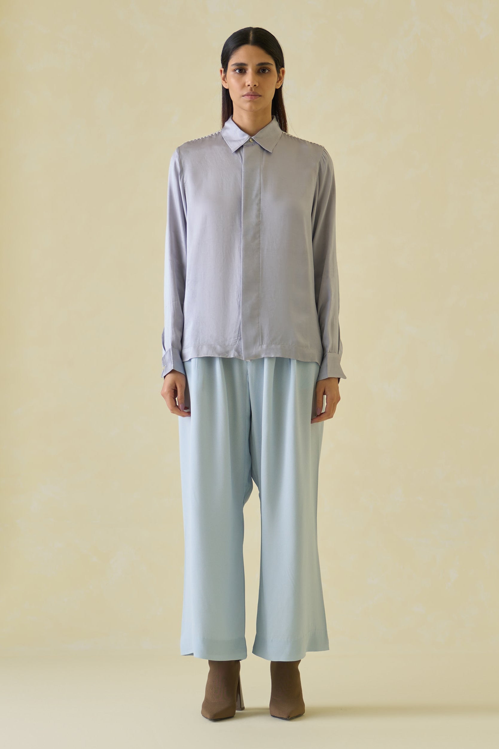 Crinkled Satin Boxy Shirt
