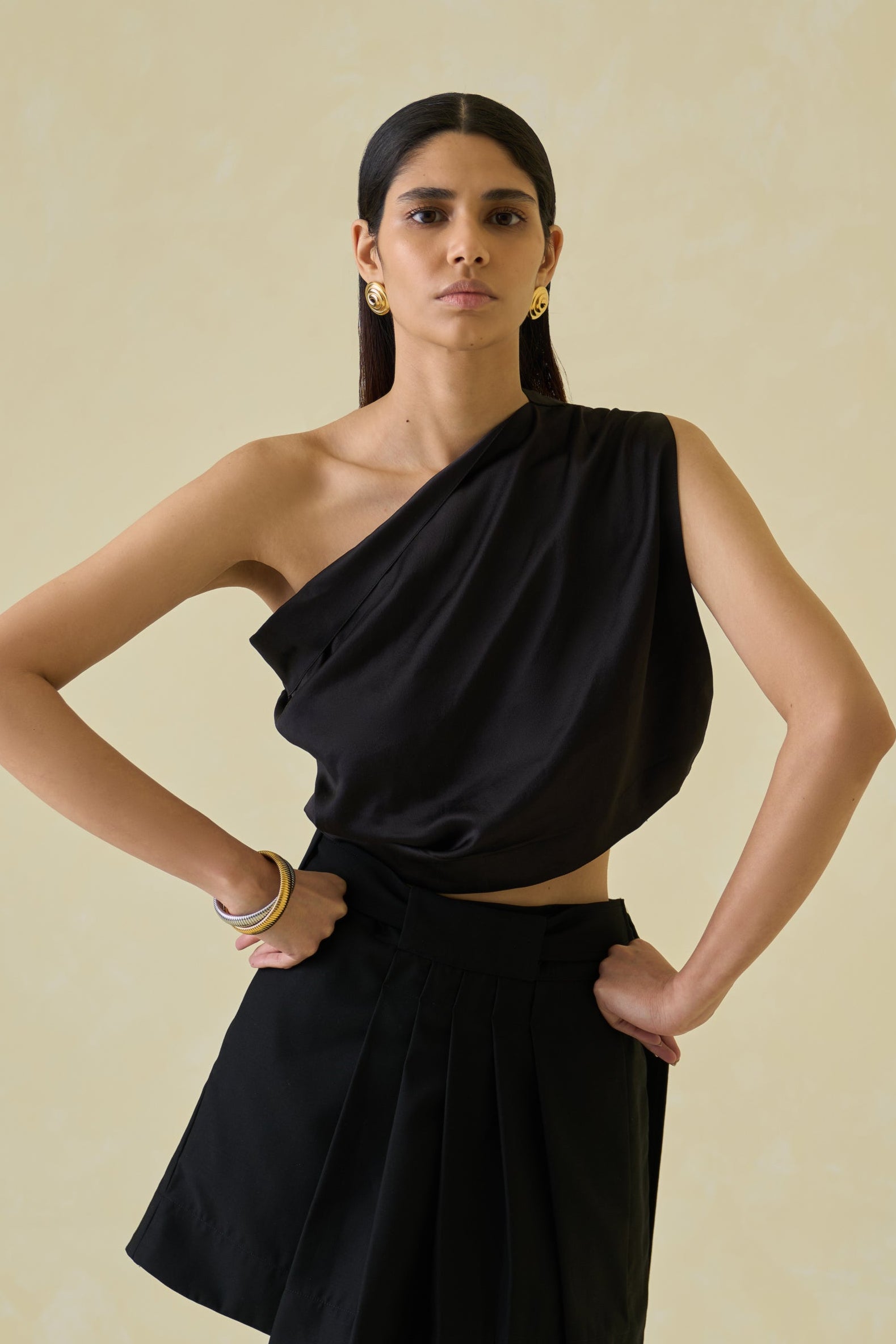 One-Shoulder Sari Top