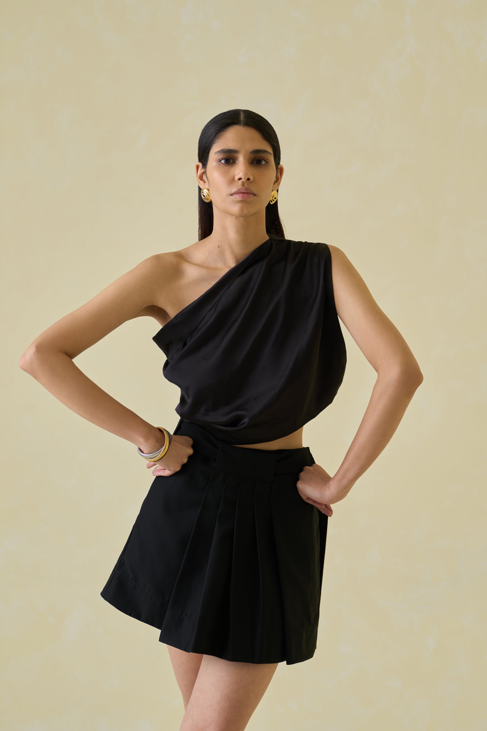 One-Shoulder Sari Top