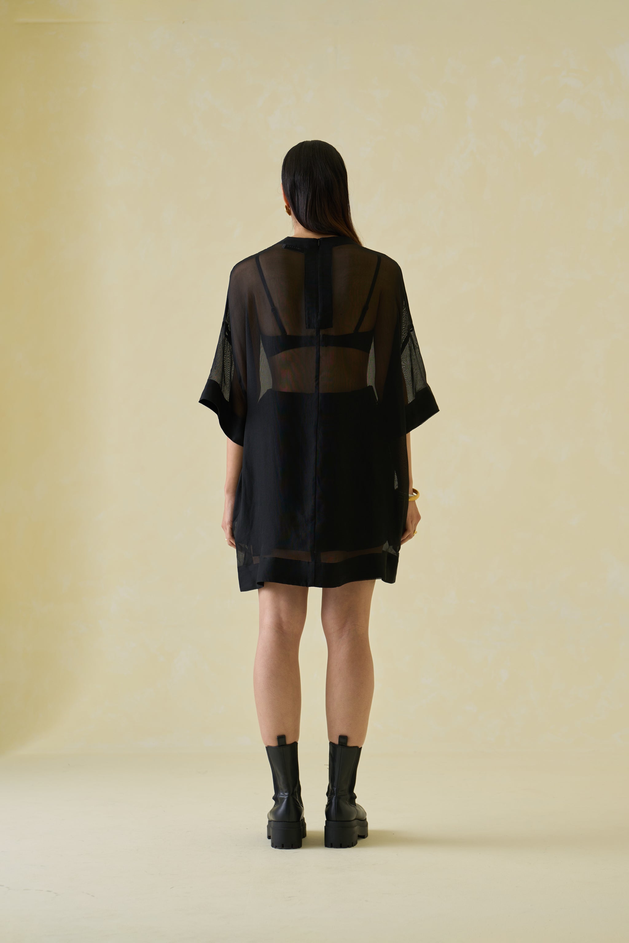 Satin Mesh T-Shirt Dress