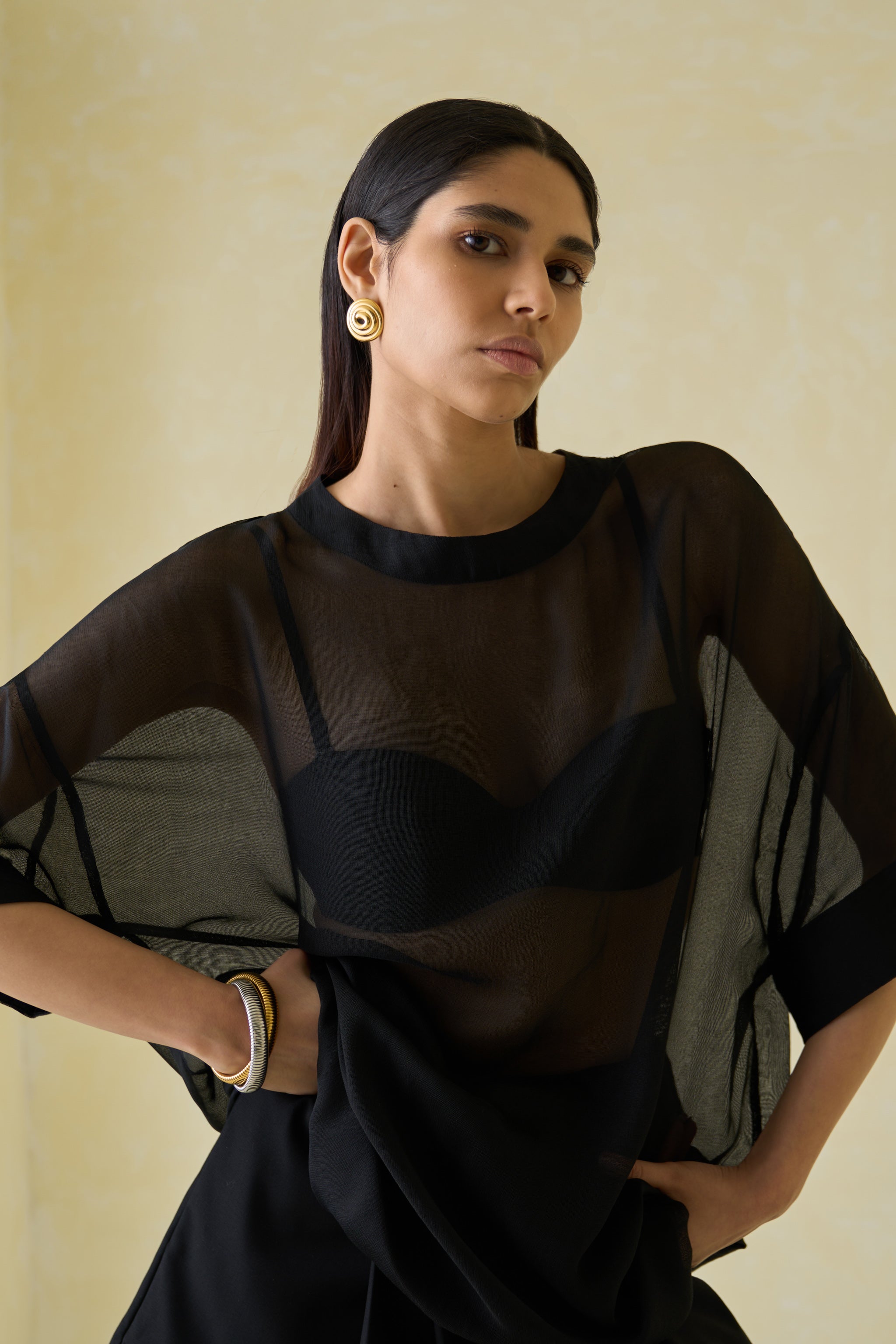 Satin Mesh T-Shirt Dress
