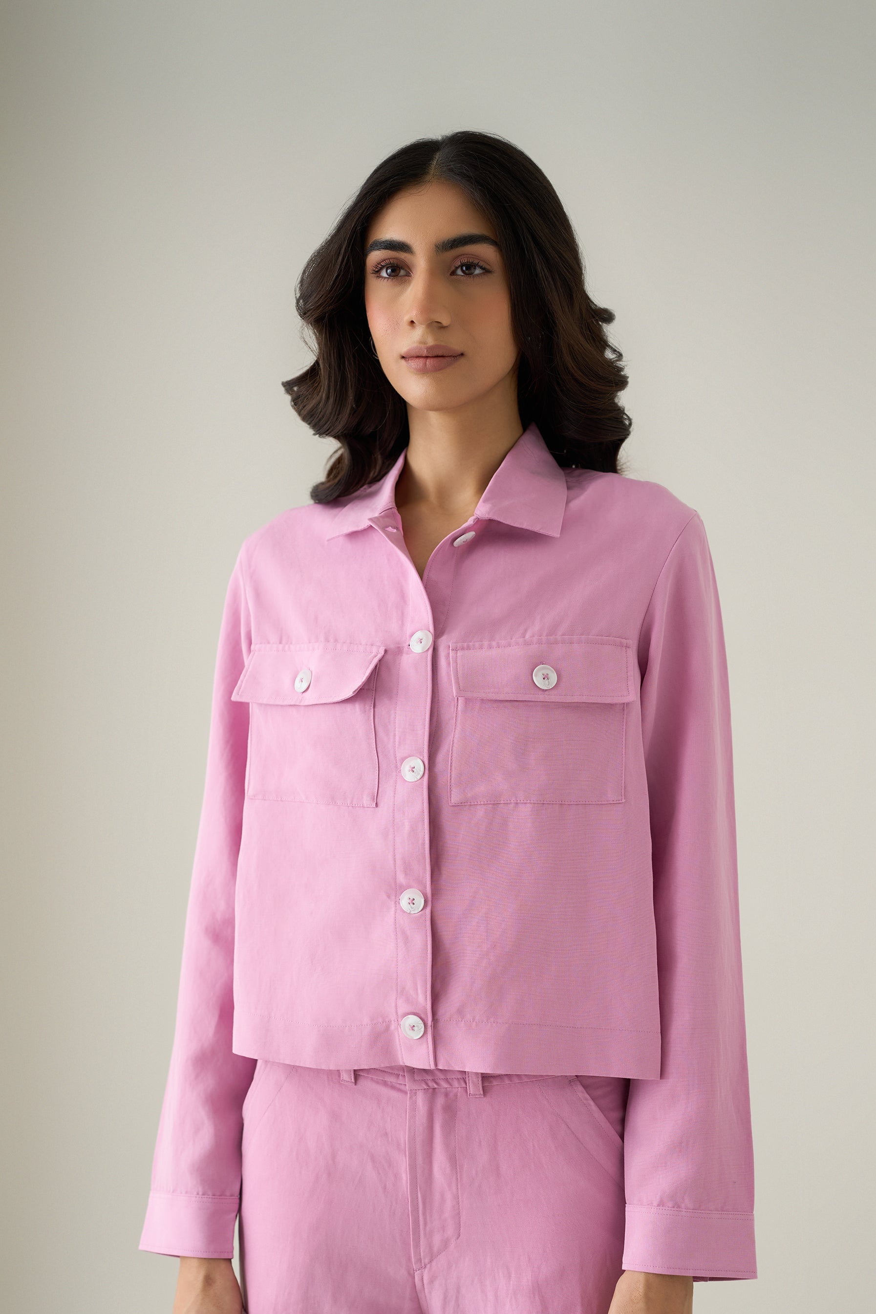 Tencel Cropped Shacket