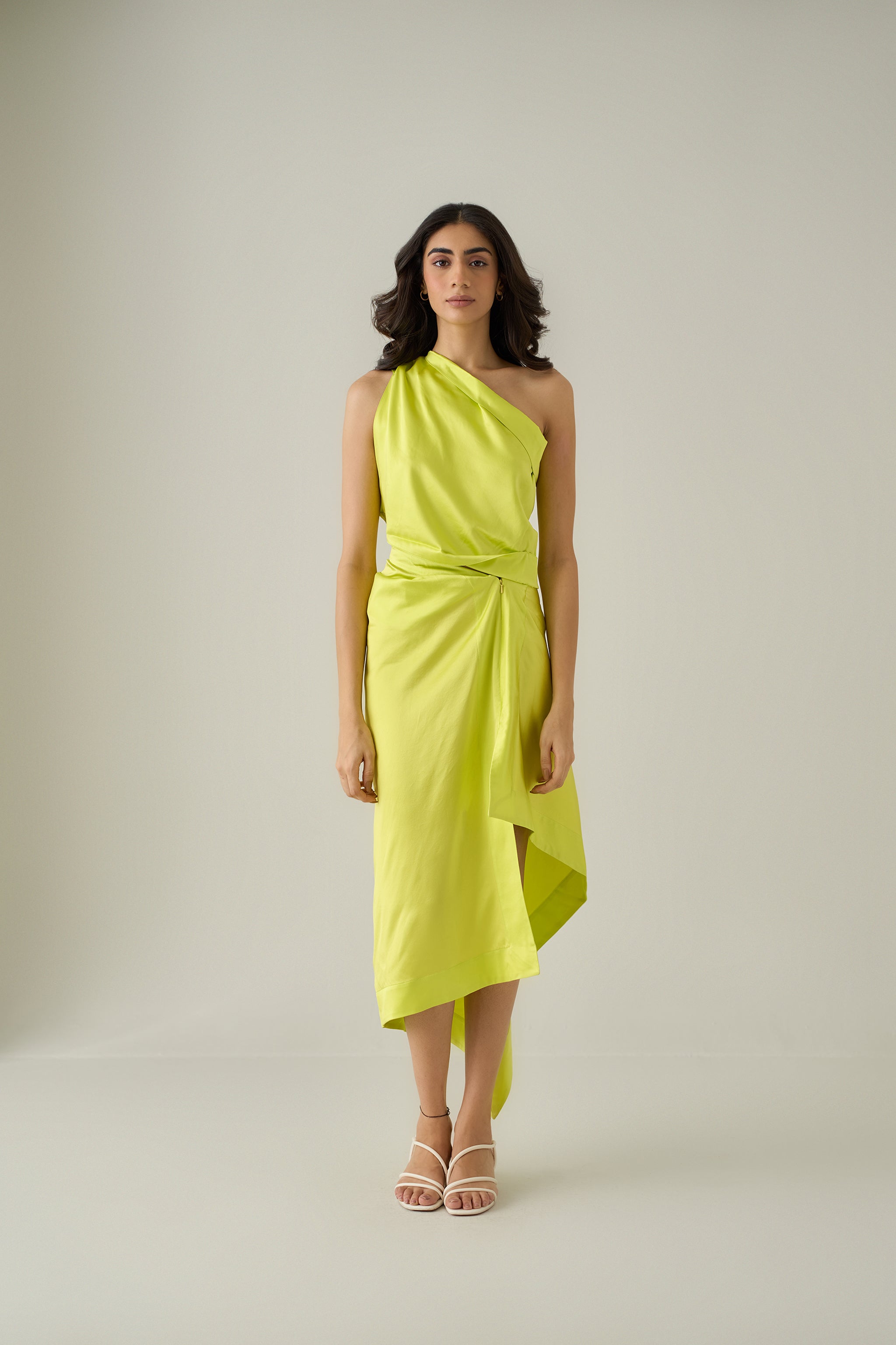 One-Shoulder Sari Top & Sari Draped Skirt Co-ord Set