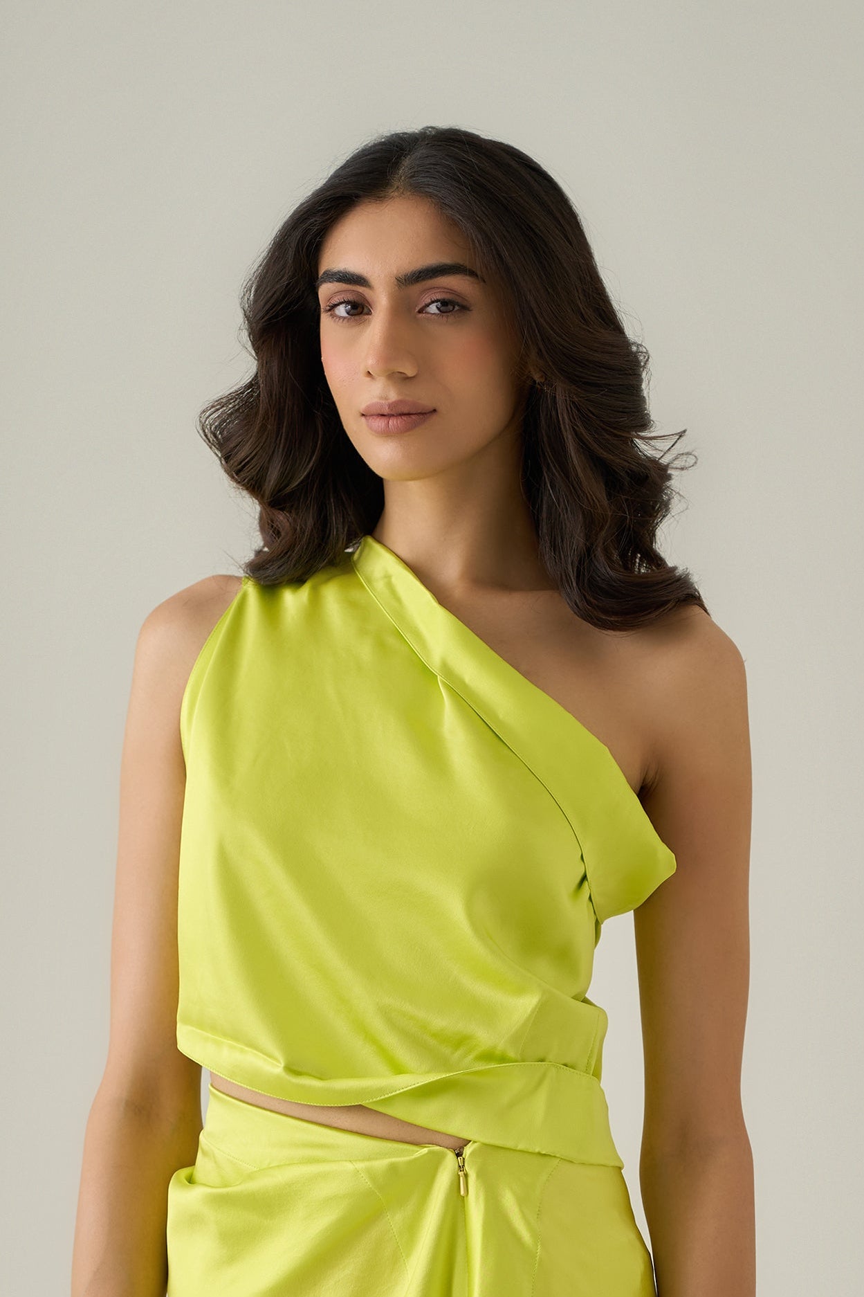 One-Shoulder Sari Silk Top
