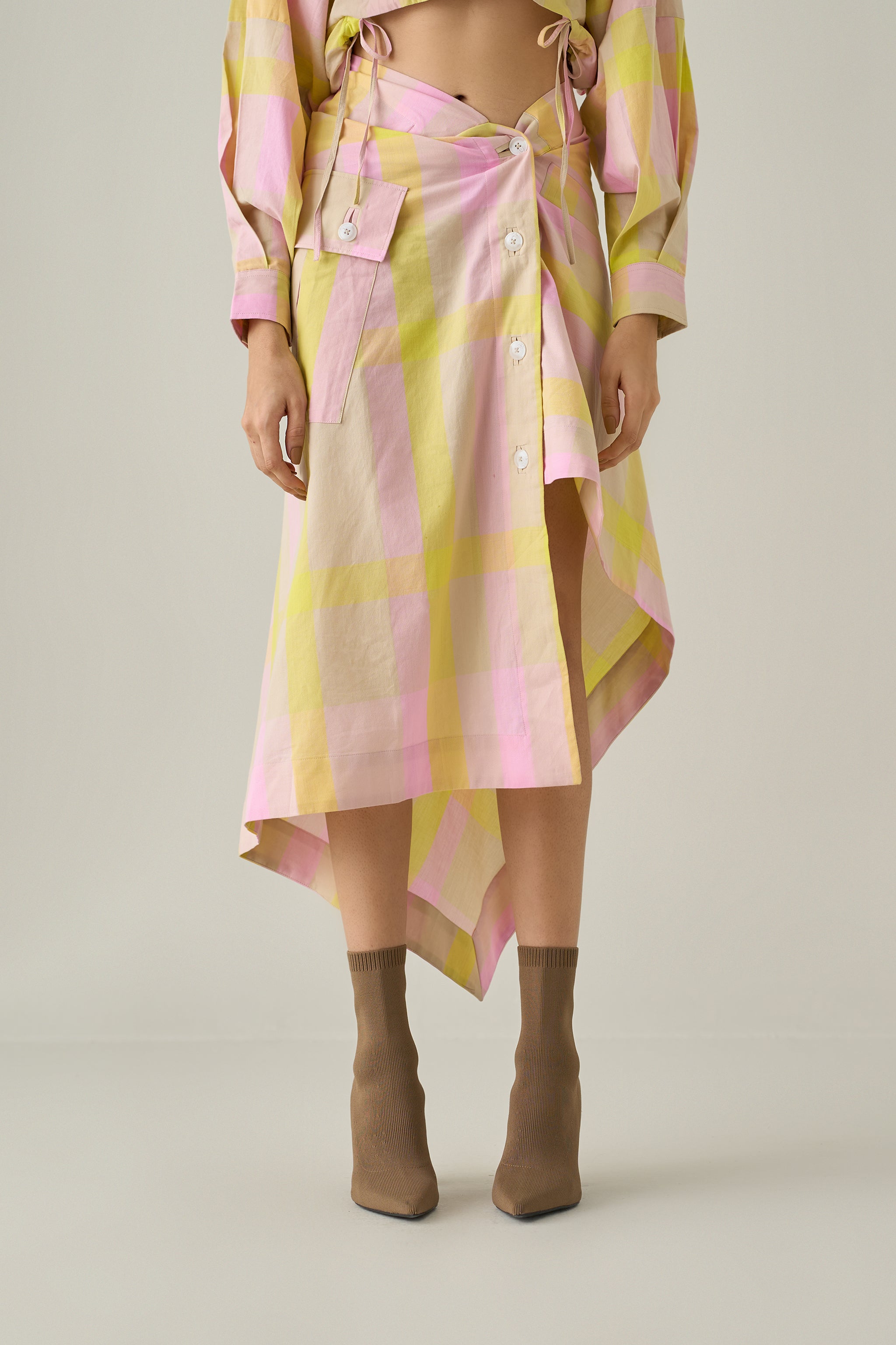 Madras Check Sari Skirt