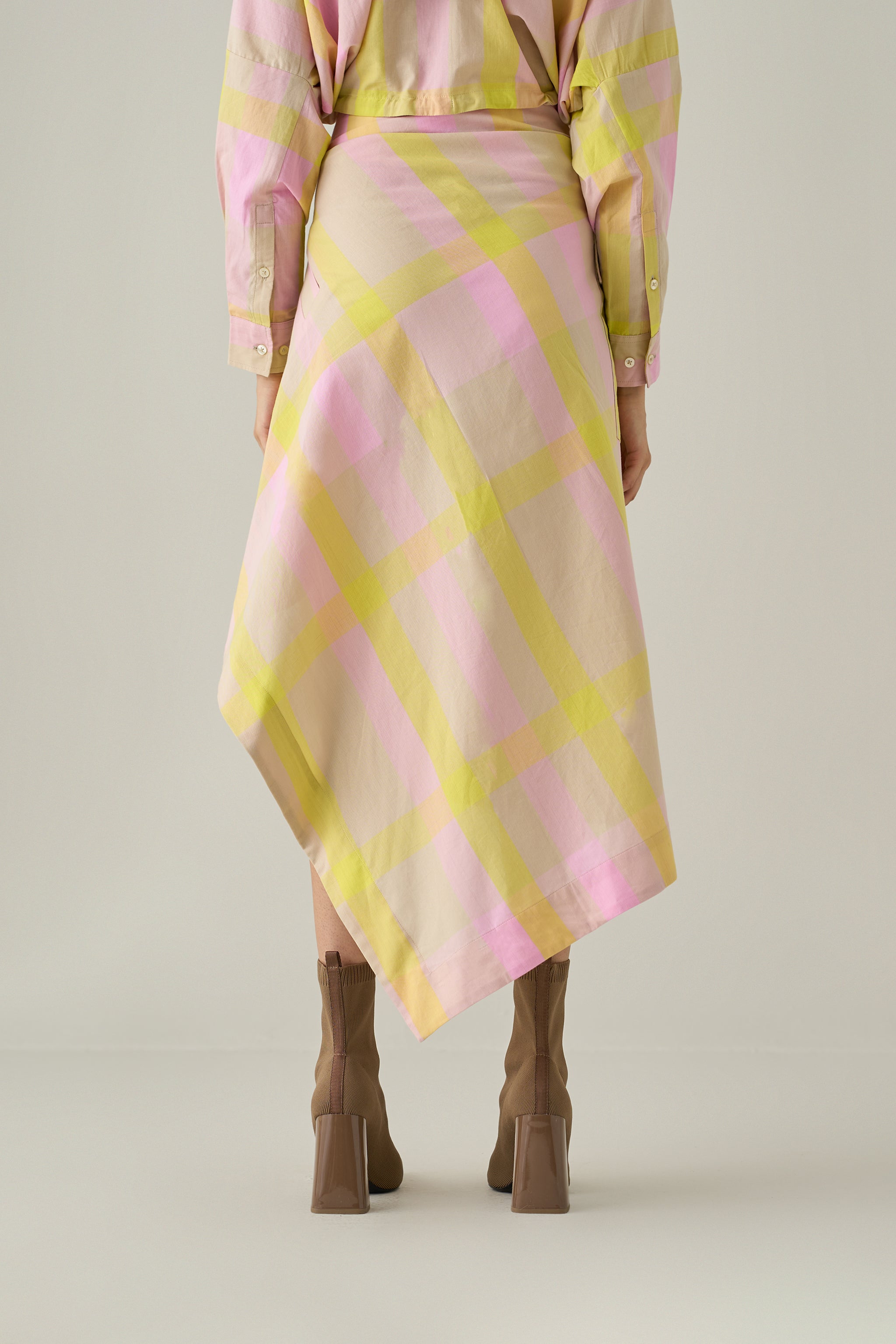 Madras Check Sari Skirt