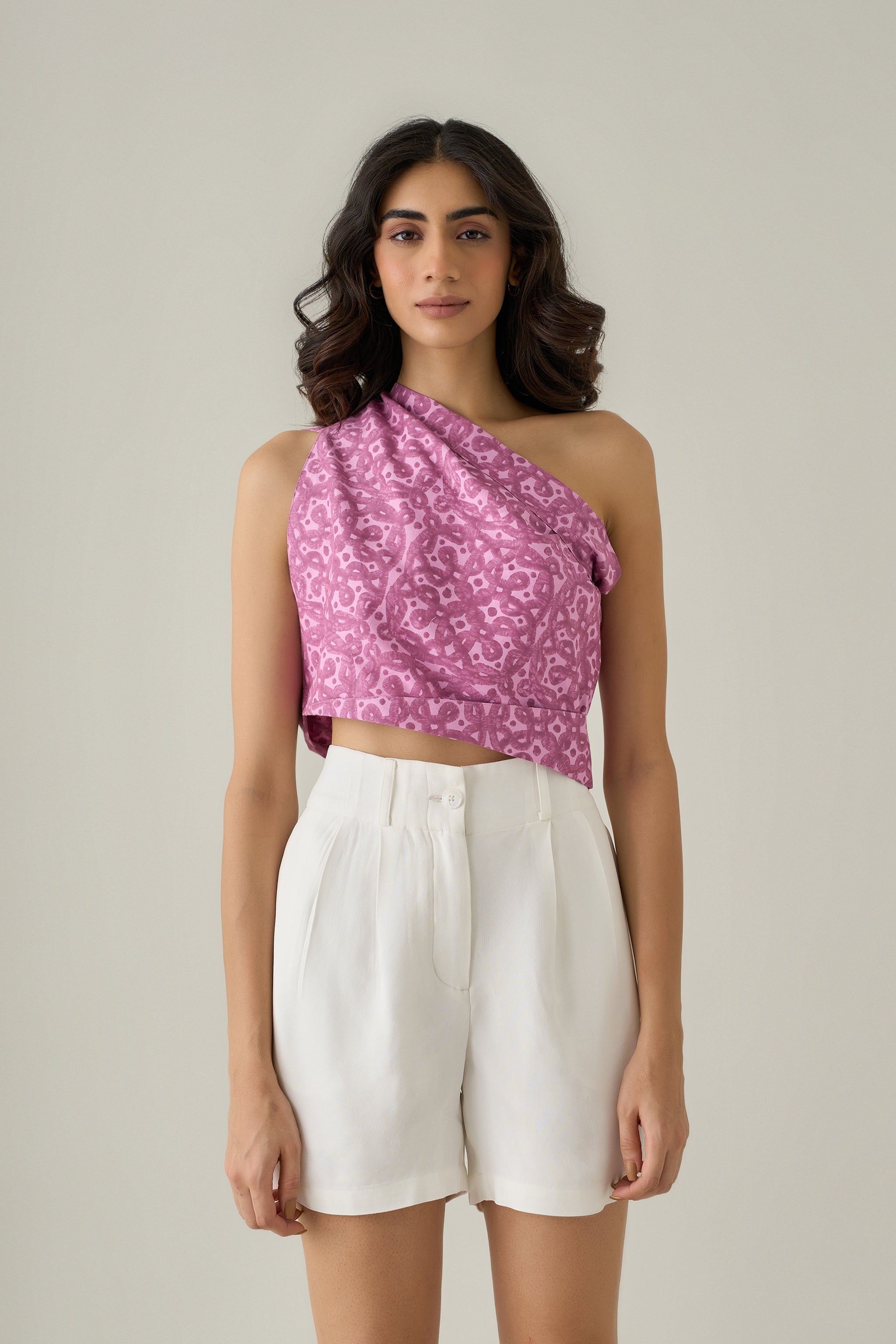 Kolam One-Shoulder Sari Top