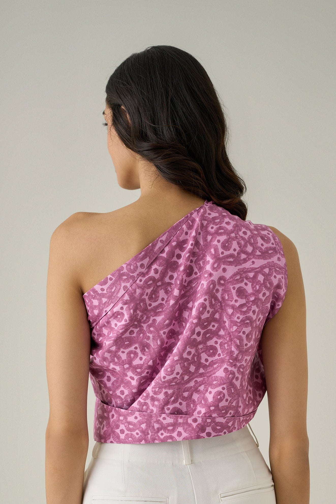 Kolam One-Shoulder Sari Top