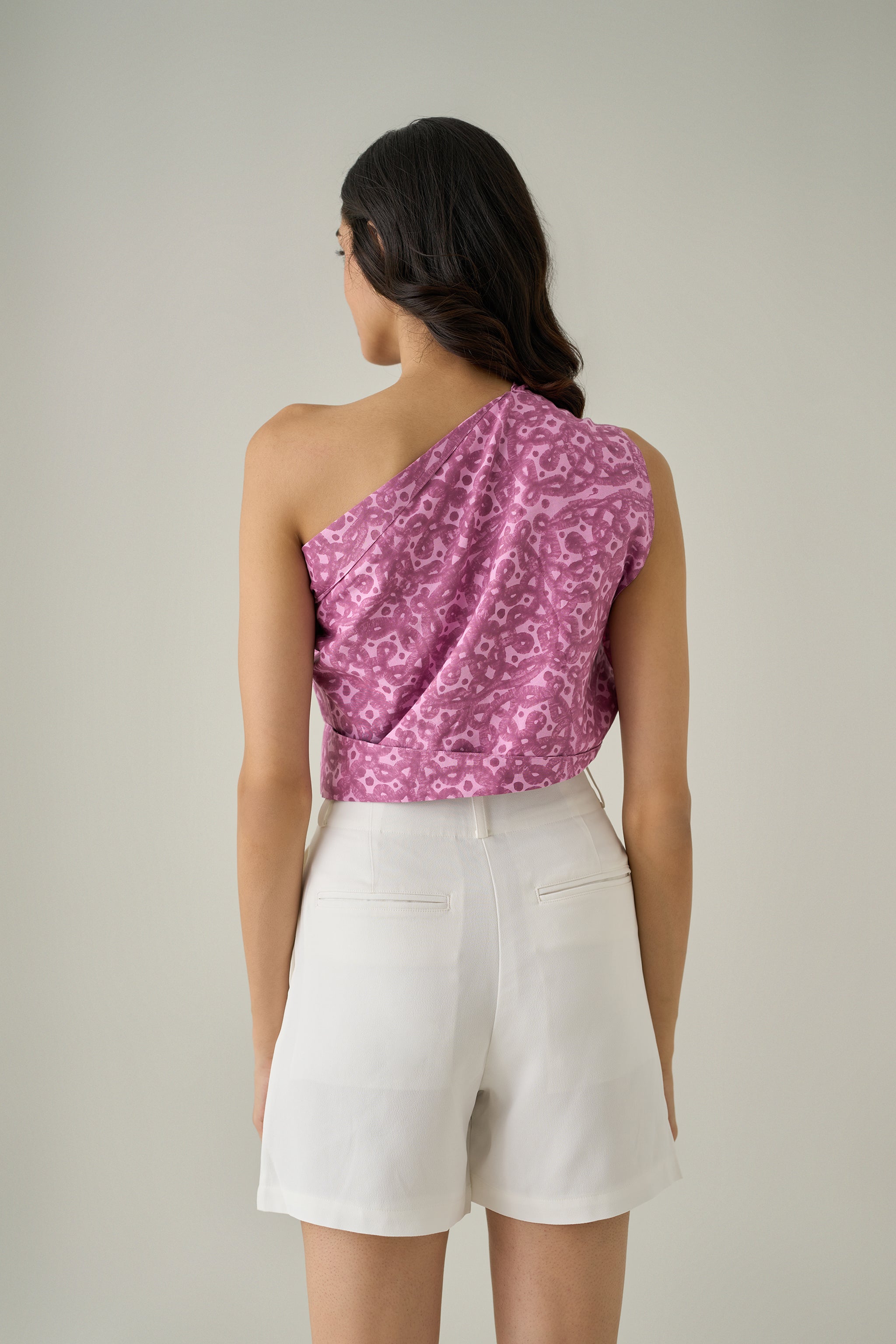 Kolam One-Shoulder Sari Top