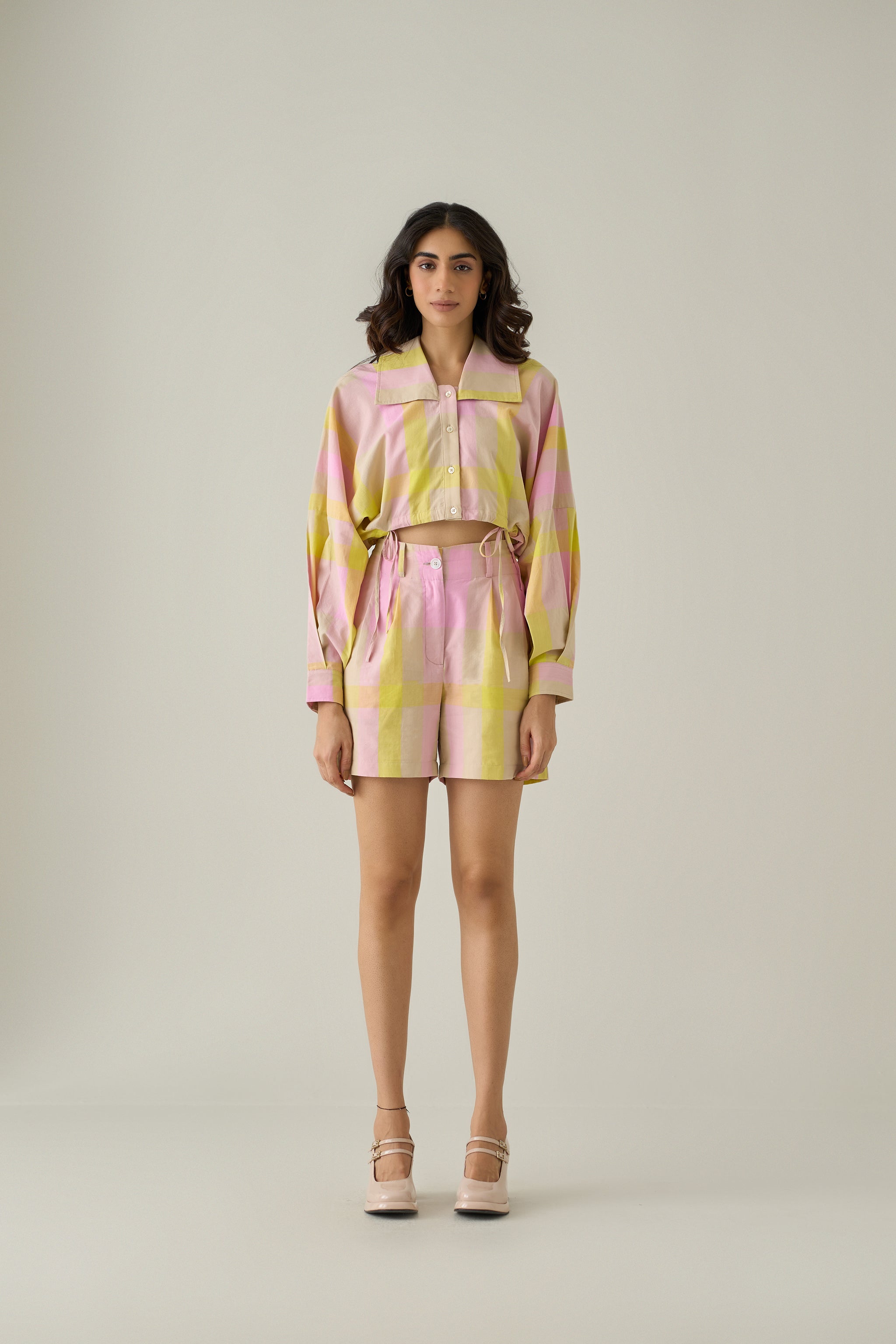 Madras Check Cropped Shirt & Shorts Co-ord Set