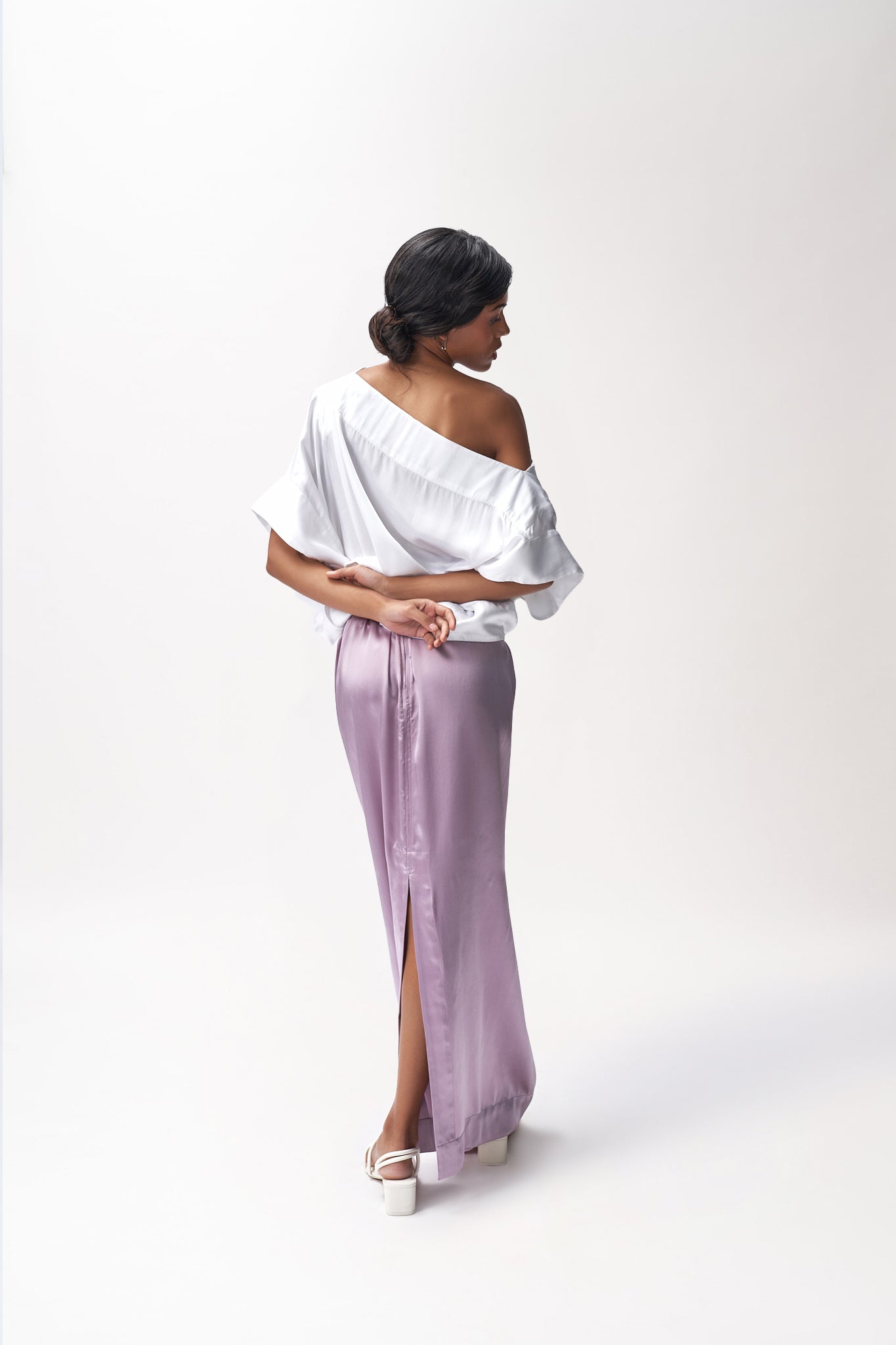 Satin Off-shoulder Top