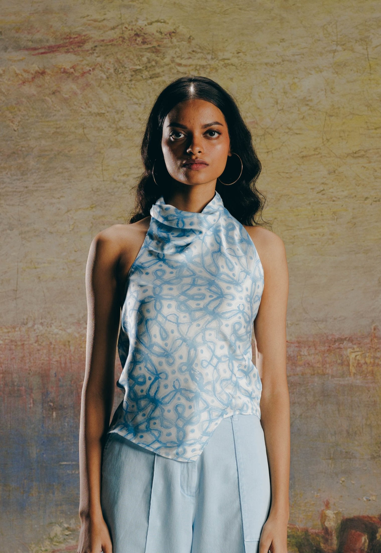 Water-colour Kolam Draped Top